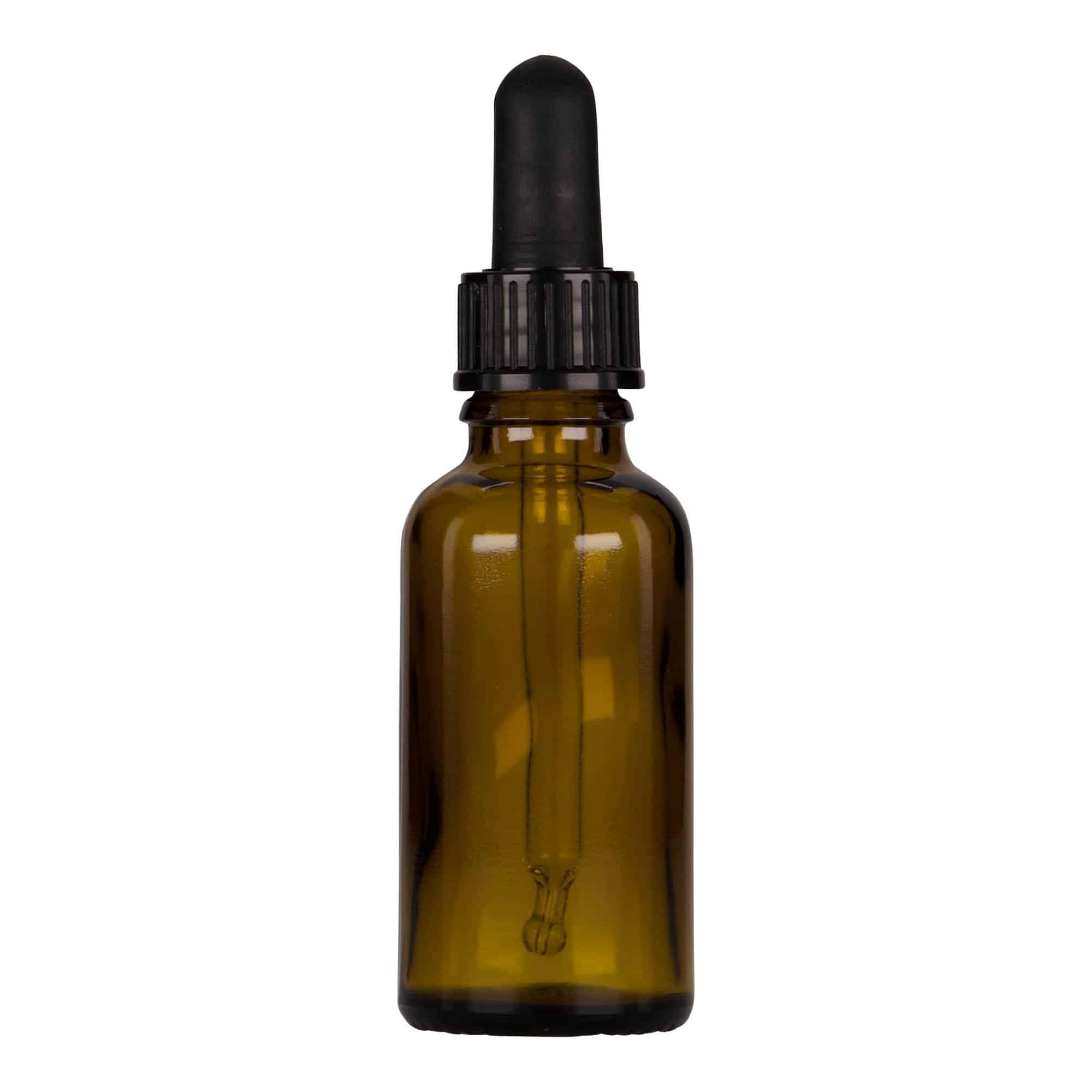 30 ml flaska med pipett, medicin, glas, brun-svart, mynning: DIN 18 30 ml flaska med pipett, medicin, glas, brun-svart, mynning: DIN 18