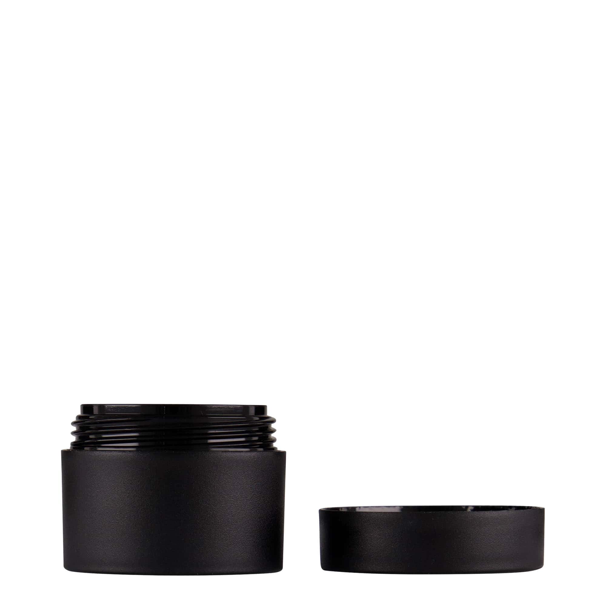 15 ml plastburk 'Antonella', PP, svart, öppning: skruvlock