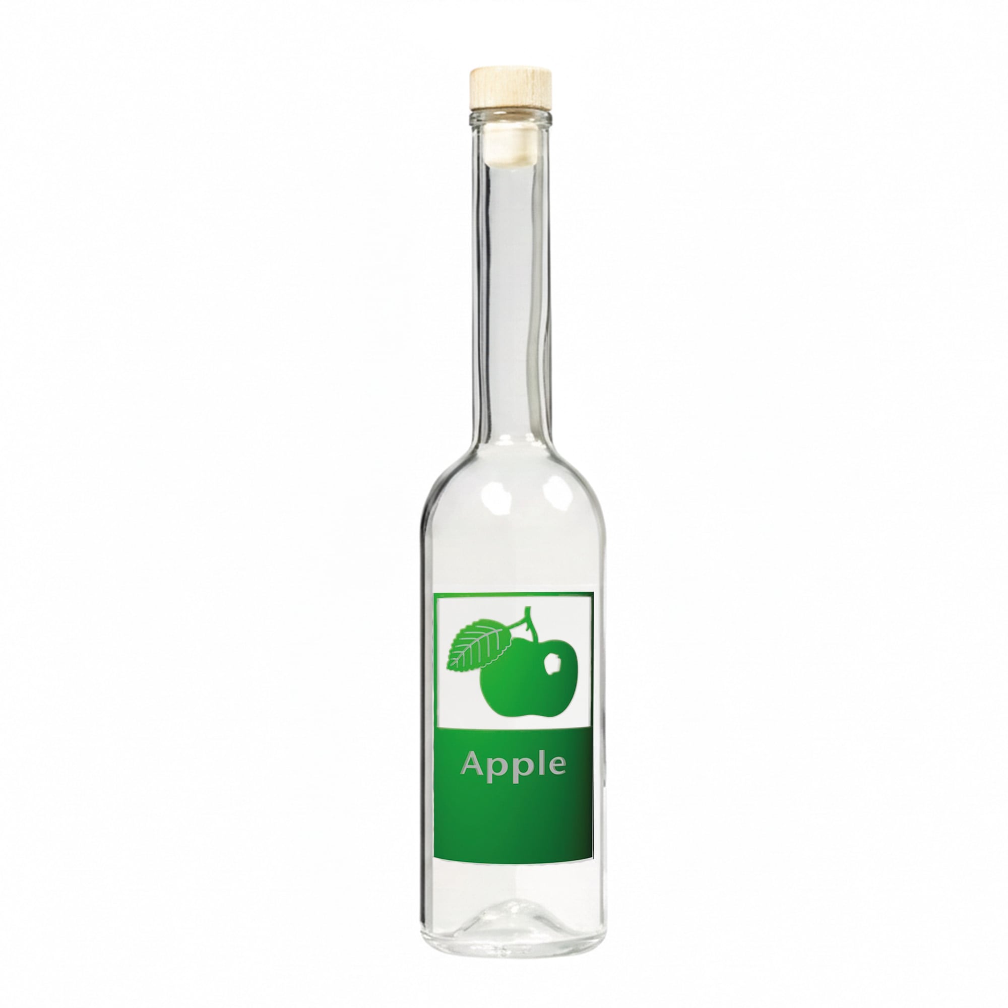 500 ml glasflaska 'Opera', motiv: äpple, öppning: kork