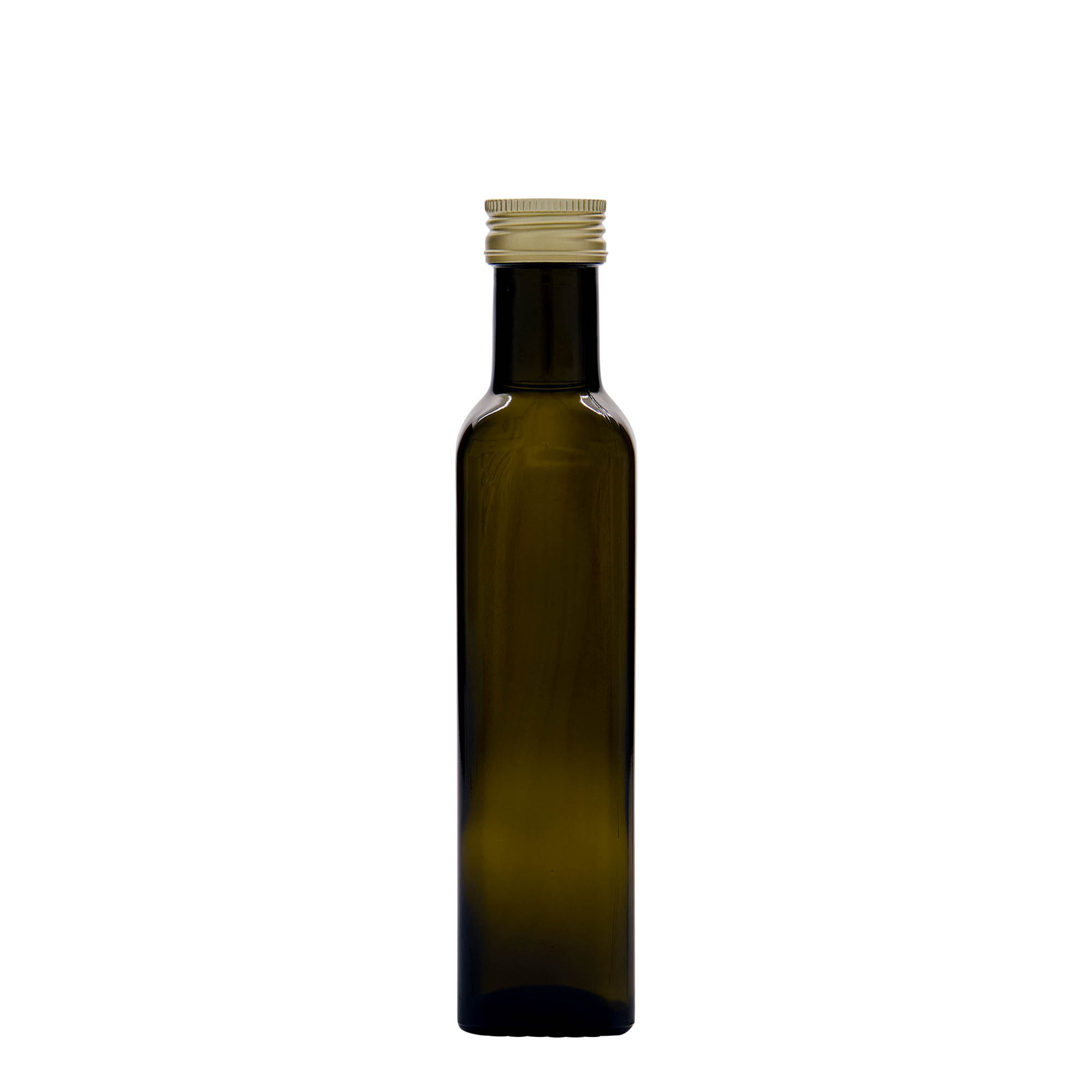 250 ml glasflaska 'Marasca', kvadratisk, antikgrön, mynning: PP 31,5 250 ml glasflaska 'Marasca', kvadratisk, antikgrön, mynning: PP 31,5