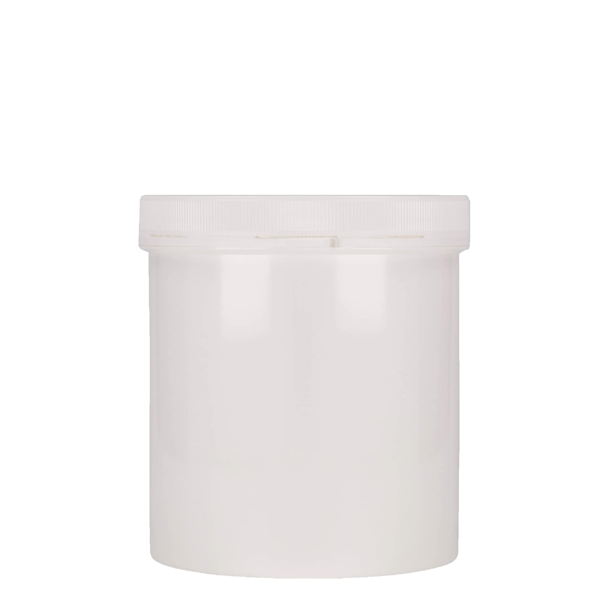 1.000 ml plastburk 'Securilock', PP, vit, öppning: skruvlock