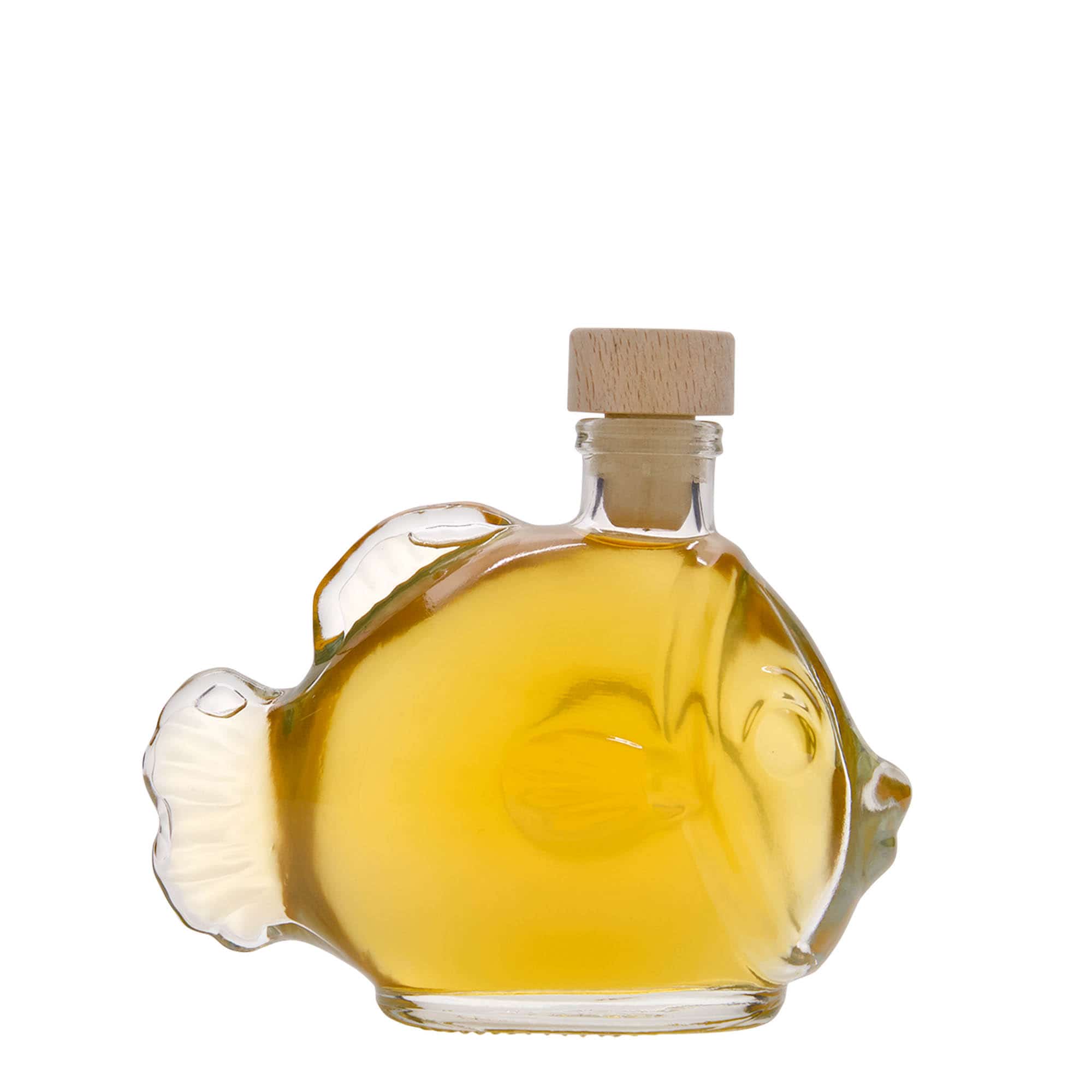 200 ml glasflaska 'Fisk', mynning: kork