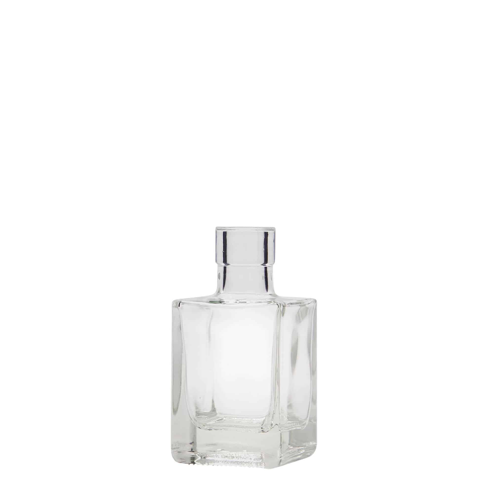50 ml glasflaska 'Cube', fyrkantig, öppning: kork