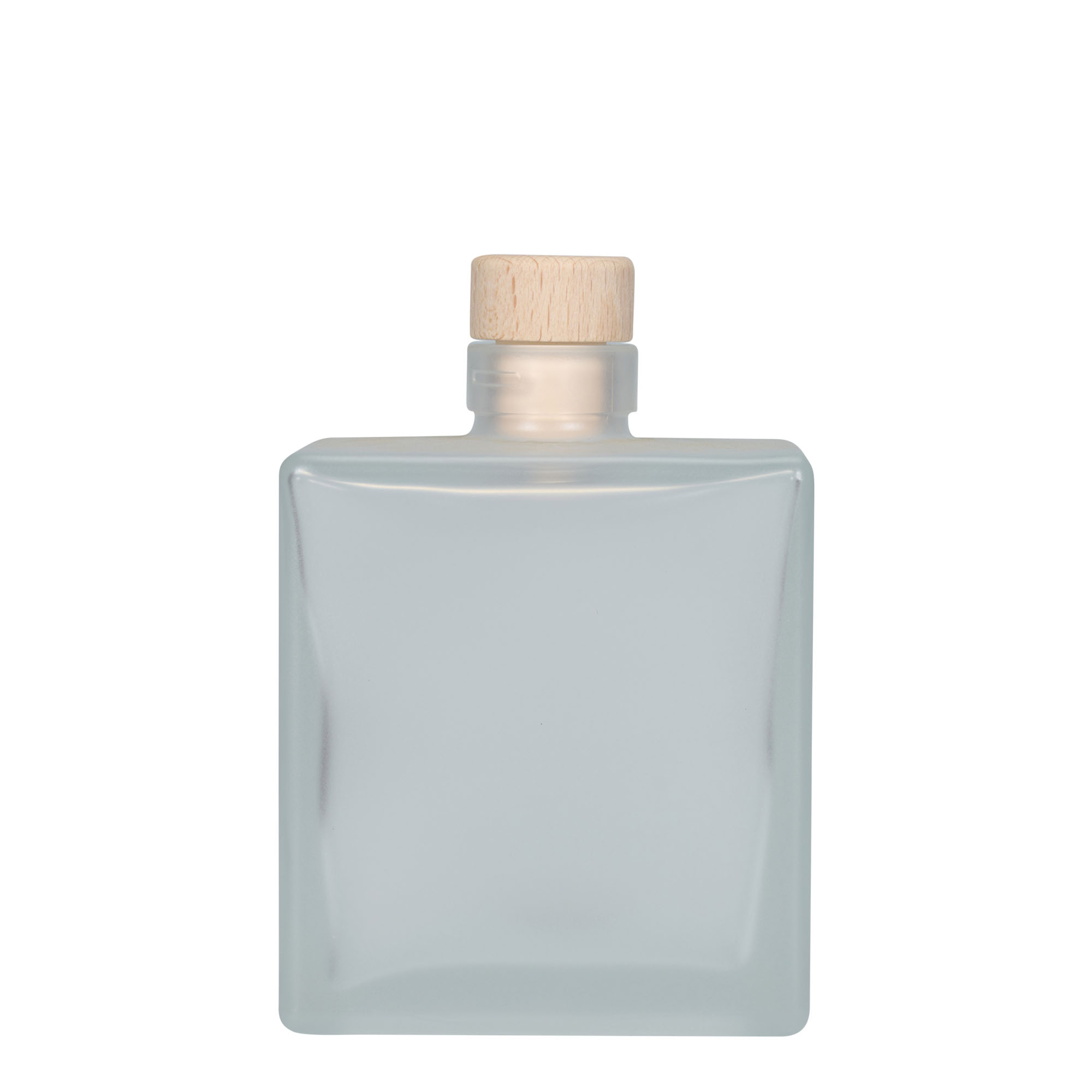 500 ml glasflaska 'Cube', kvadratisk, frostig, öppning: kork 500 ml glasflaska 'Cube', kvadratisk, frostig, öppning: kork
