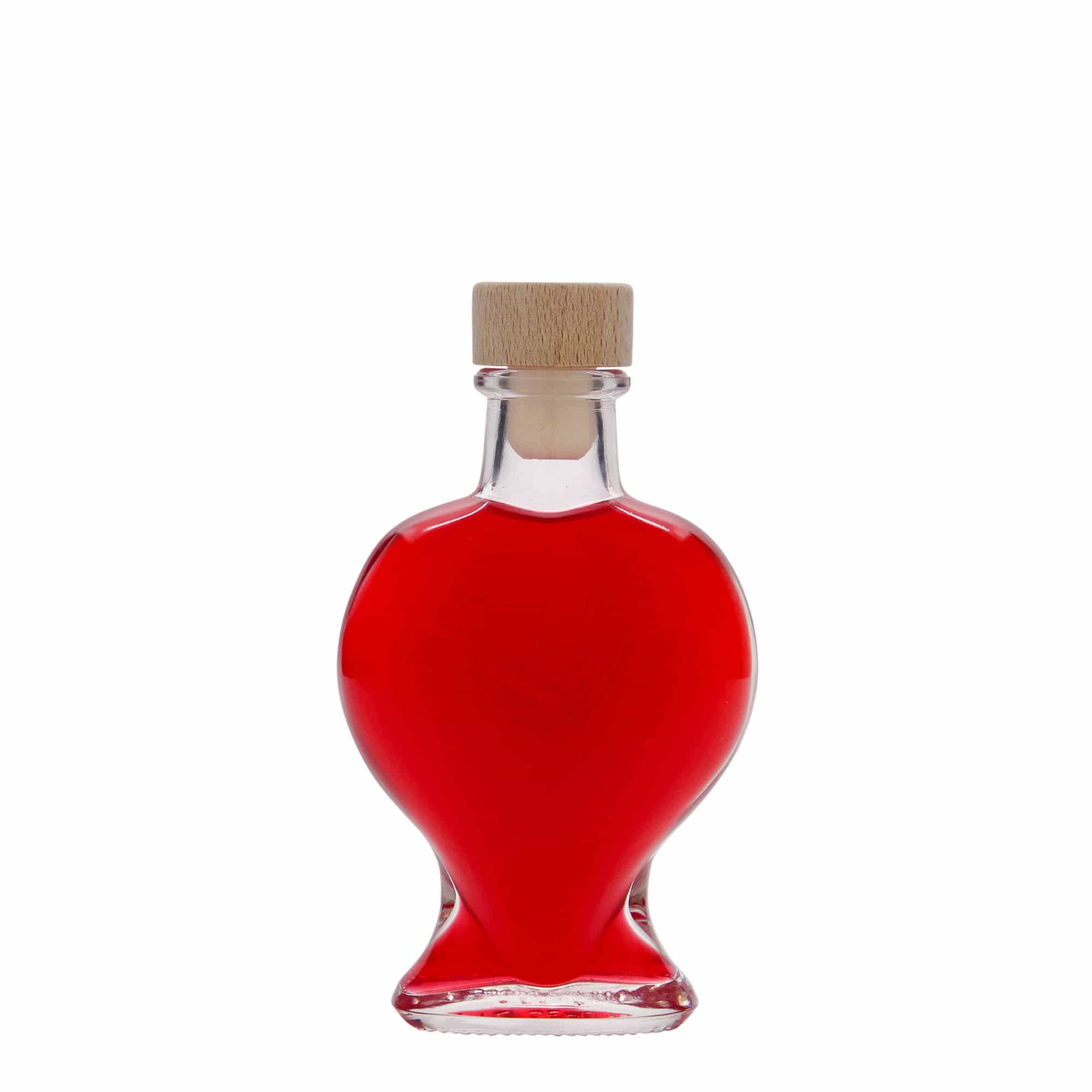 100 ml glasflaska 'Hjärta', mynning: kork