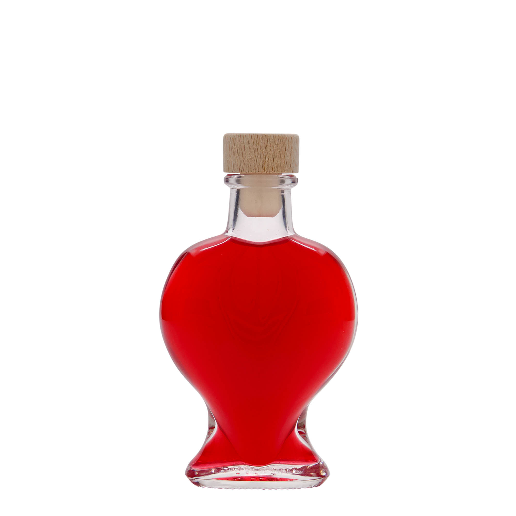 100 ml glasflaska 'Hjärta', öppning: kork