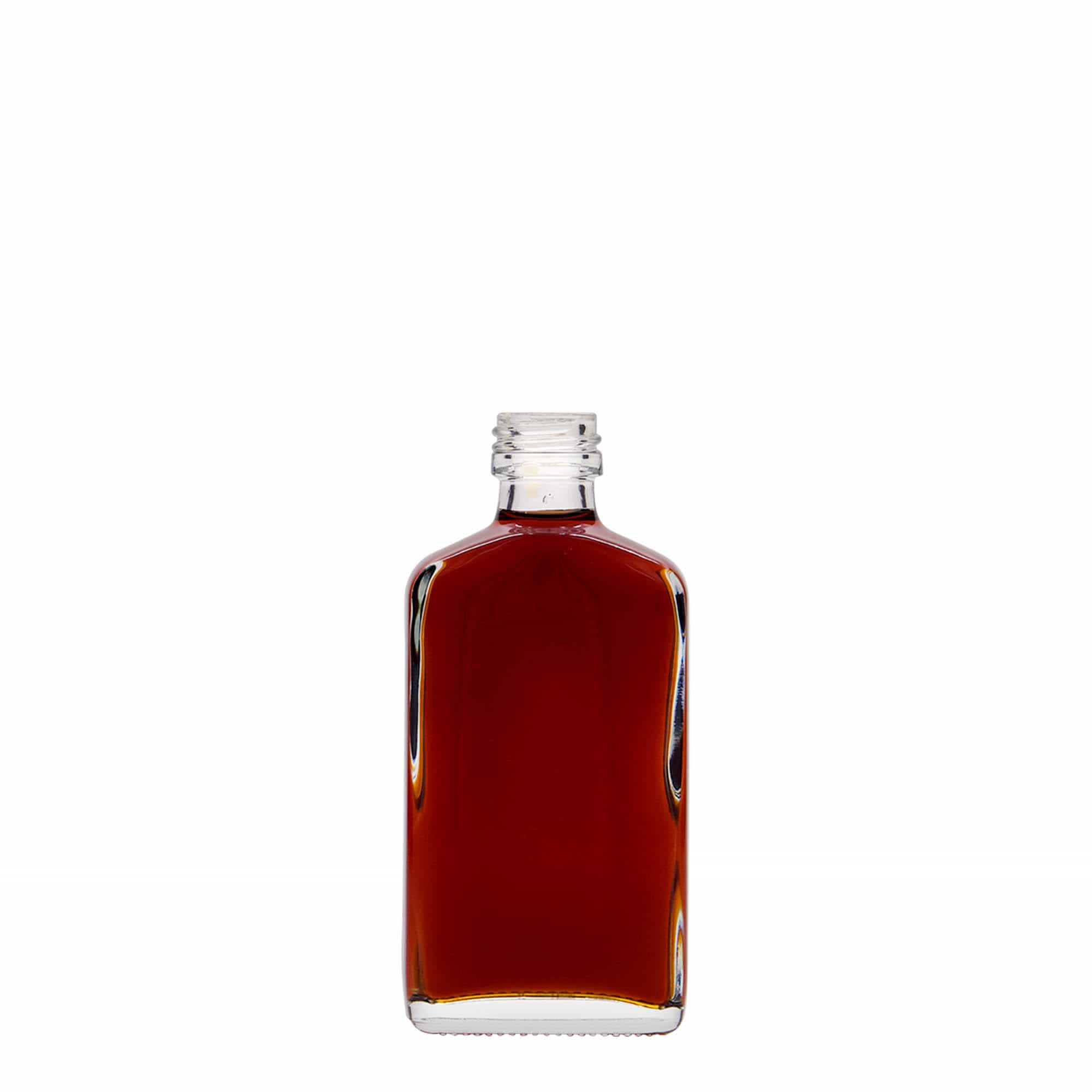 50 ml fickflaska, rektangulär, glas, mynning: PP 18