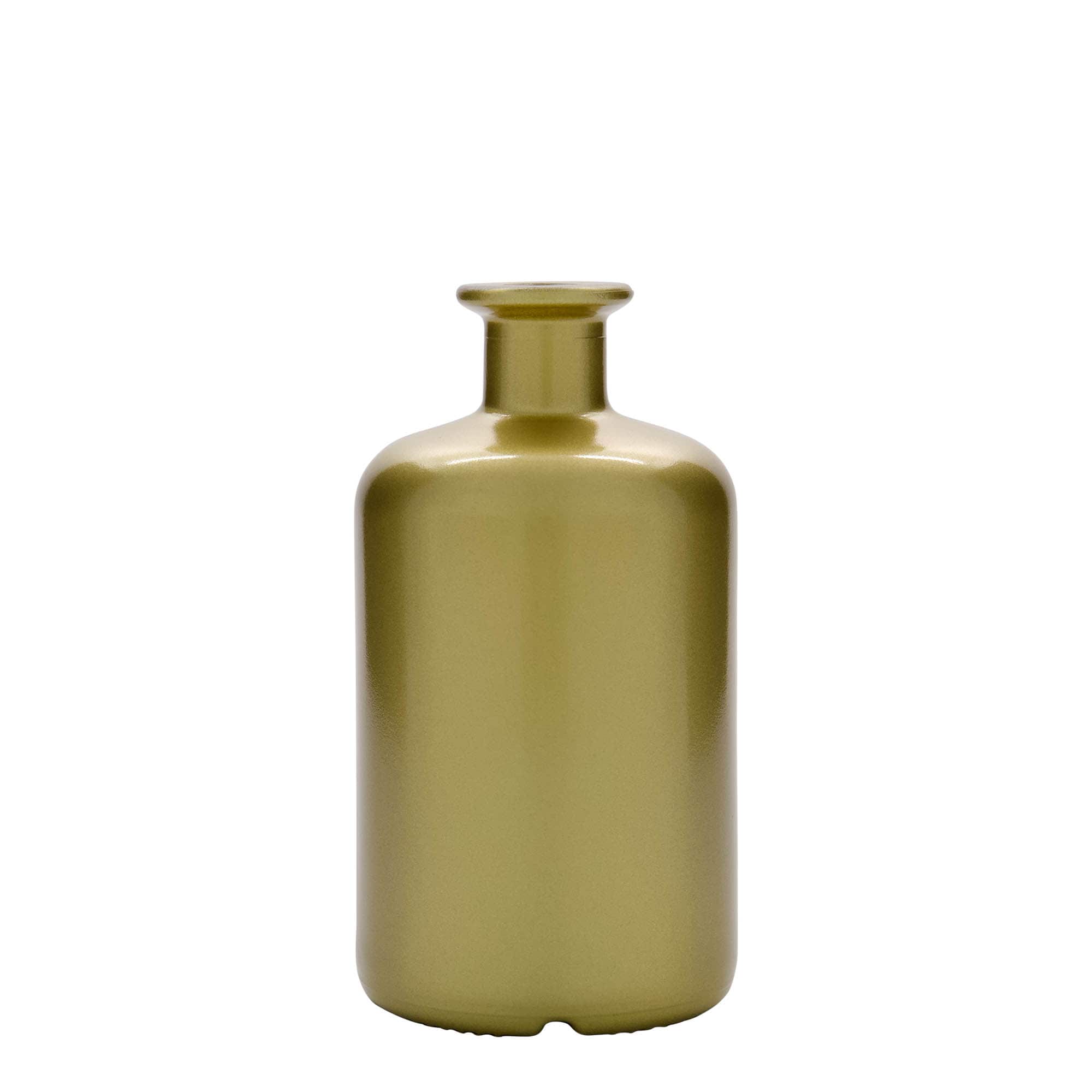 500 ml glasflaska apotekare, guld, öppning: kork