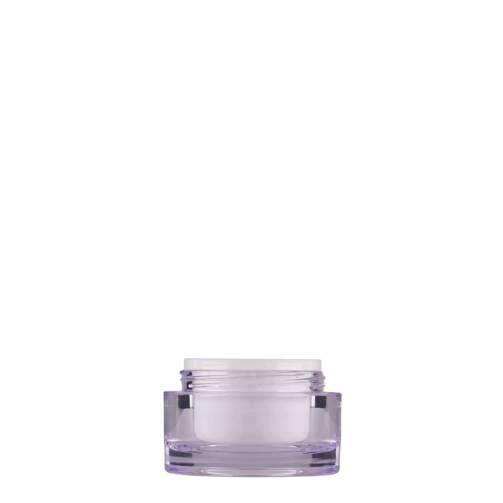 10 ml burk, SAN-plast, vit, öppning: skruvlock