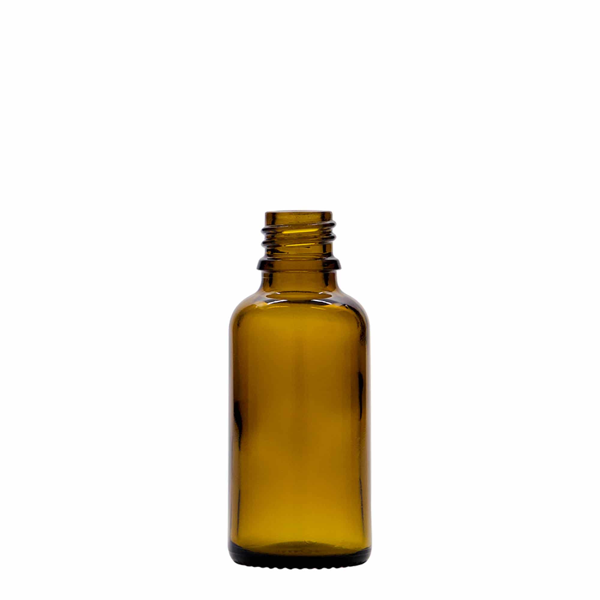 30 ml pipettflaska medicin, glas, brun, mynning: DIN 18