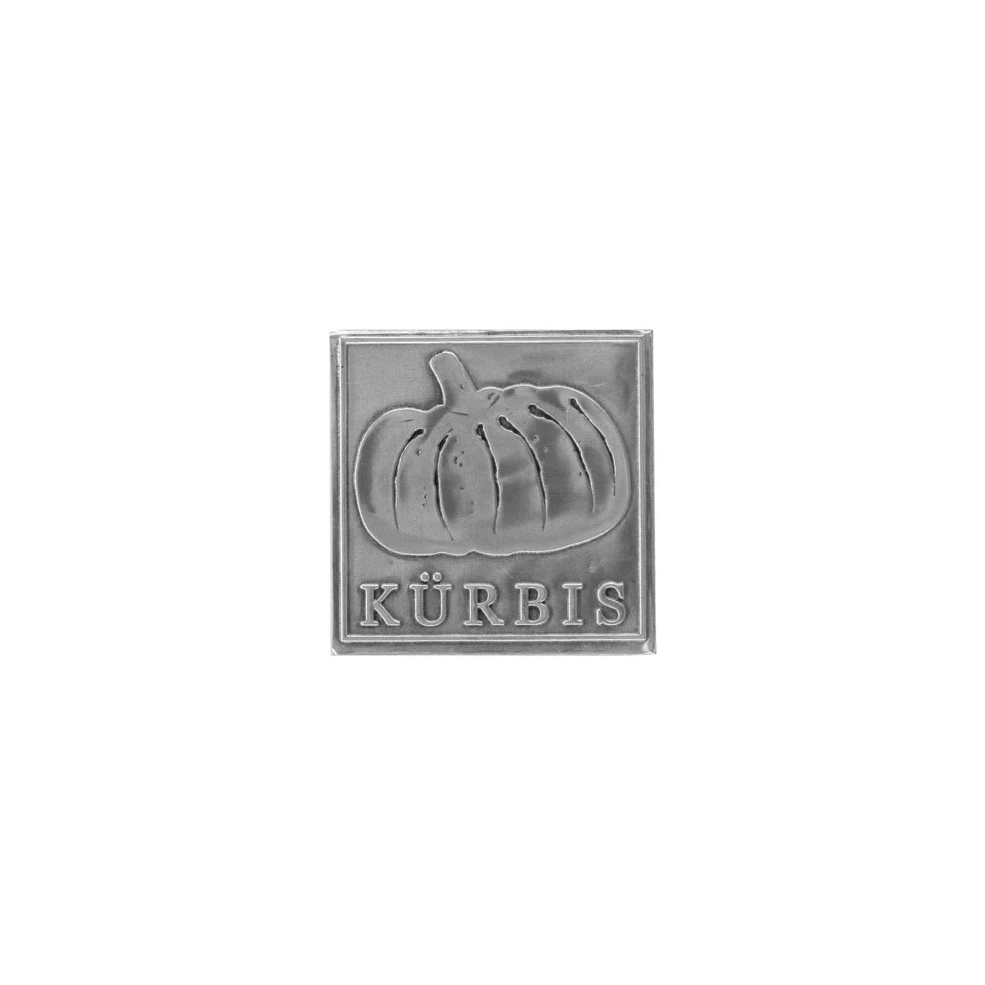 Tennetikett 'Pumpa', fyrkantig, metall, silver