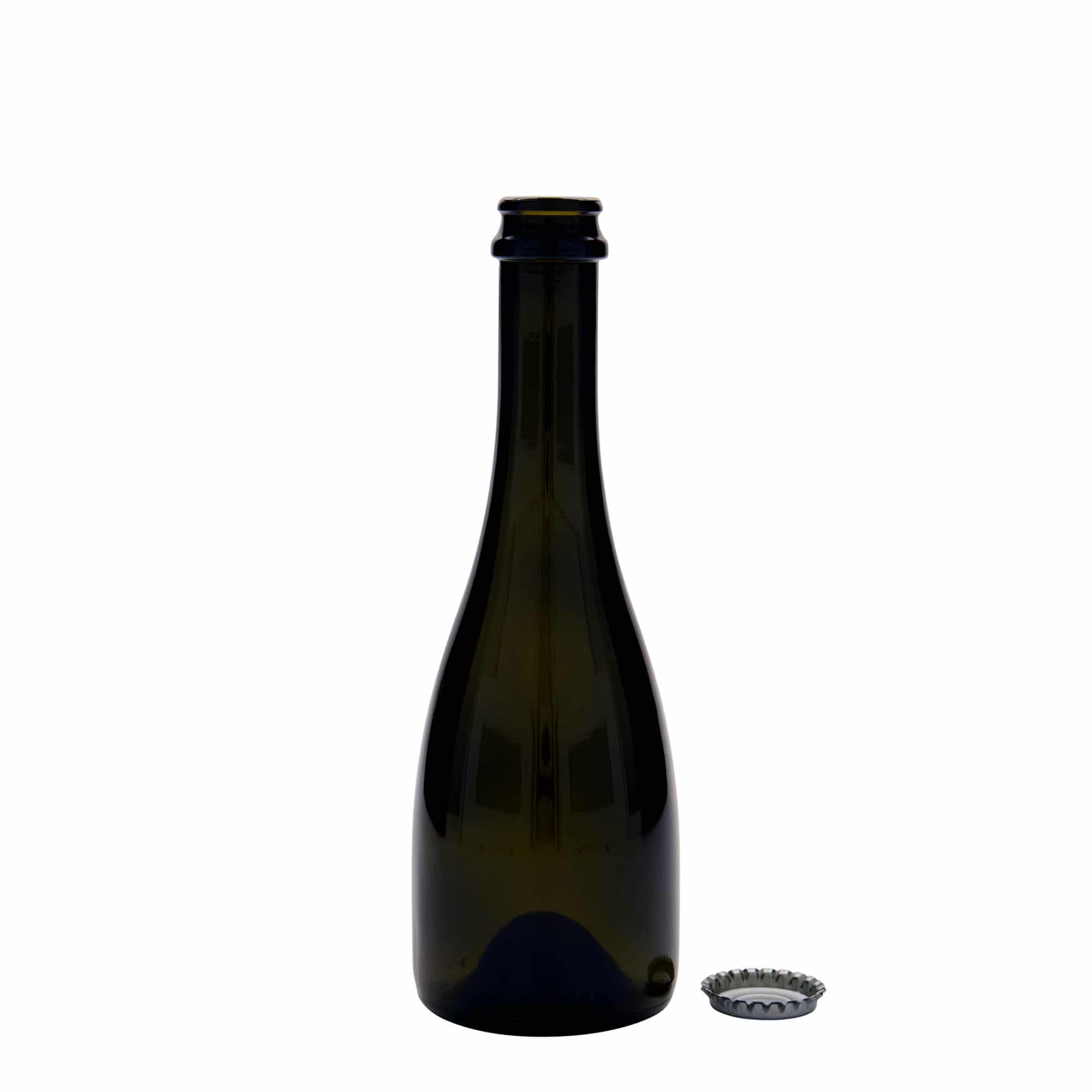 330 ml öl-/champagneflaska 'Tosca', glas, antikgrön, öppning: kapsyl
