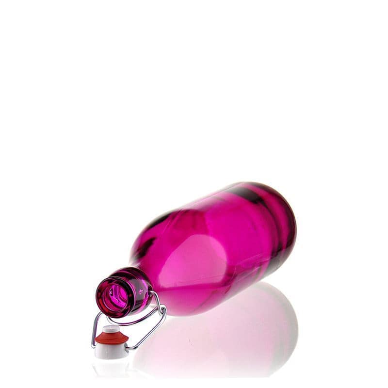 1 000 ml glasflaska 'Giara', rosa, mynning: patentkork