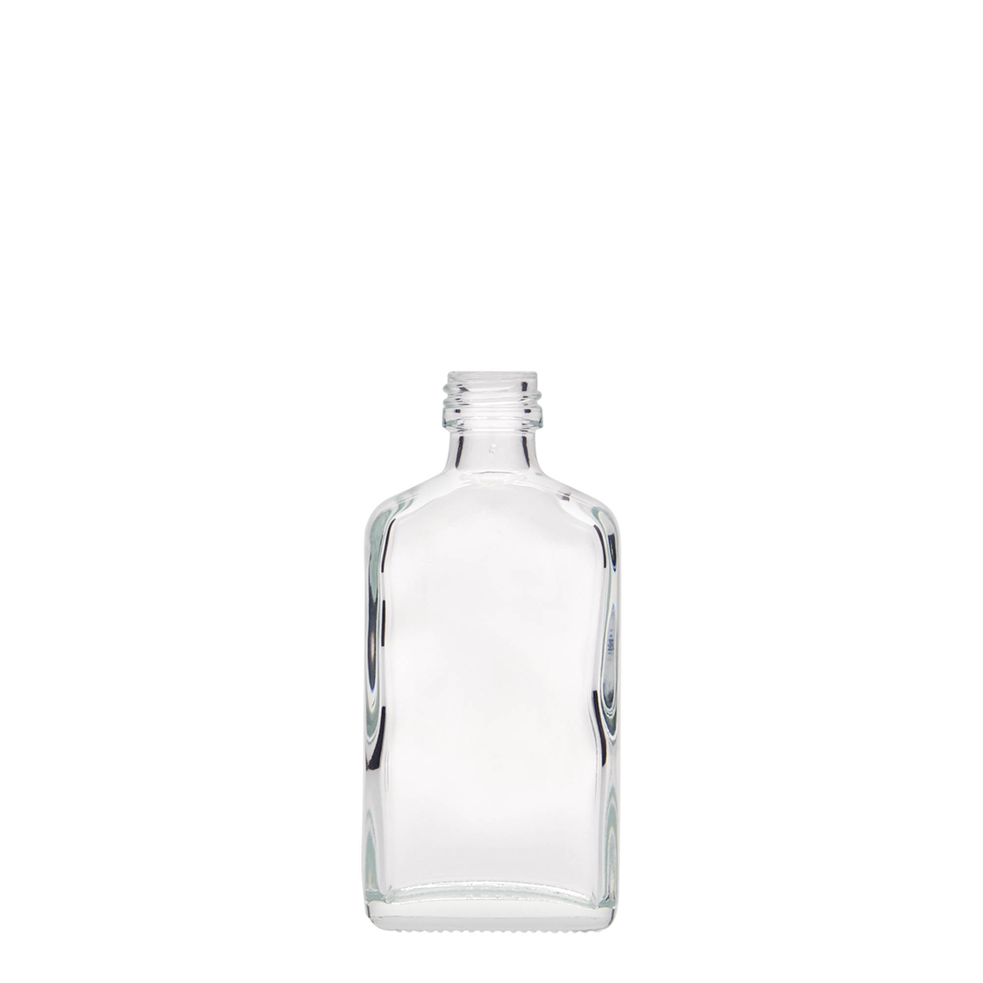 50 ml fickflaska, rektangulär, glas, mynning: PP 18 50 ml fickflaska, rektangulär, glas, mynning: PP 18