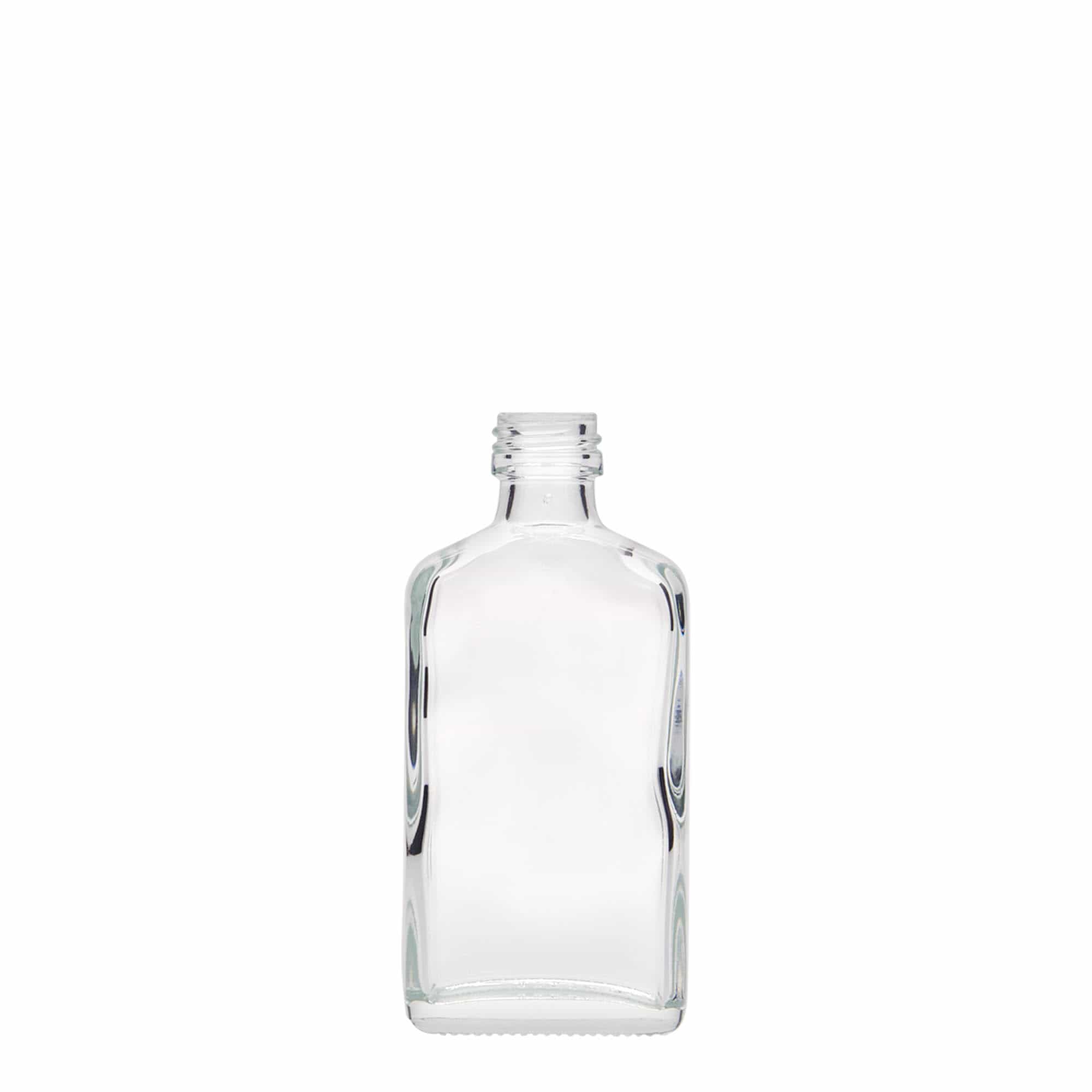 50 ml fickflaska, rektangulär, glas, mynning: PP 18