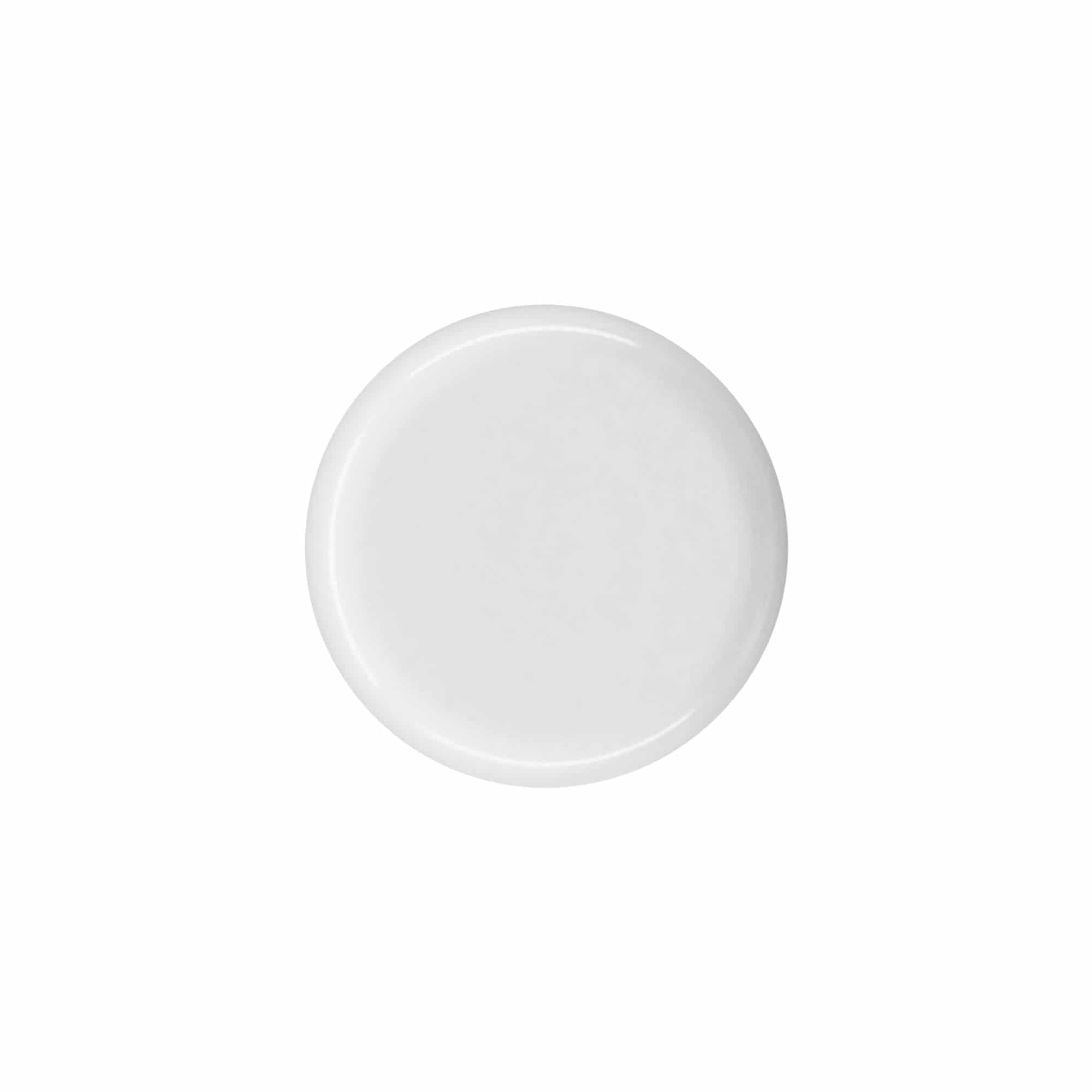 Skruvlock rund flaska med sprutinsats, PE-plast, vit, för mynning: DIN 18