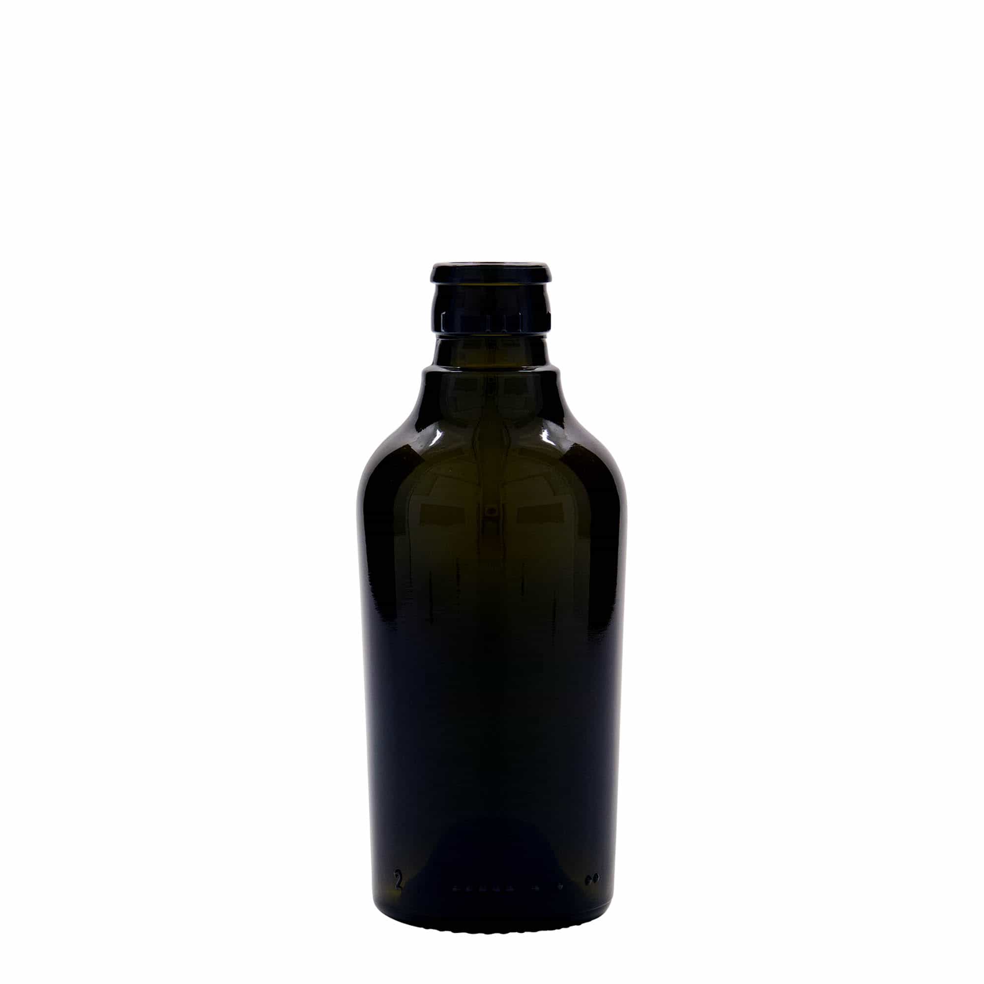 250 ml vinäger-/oljeflaska 'Oleum', glas, antikgrön, mynning: DOP