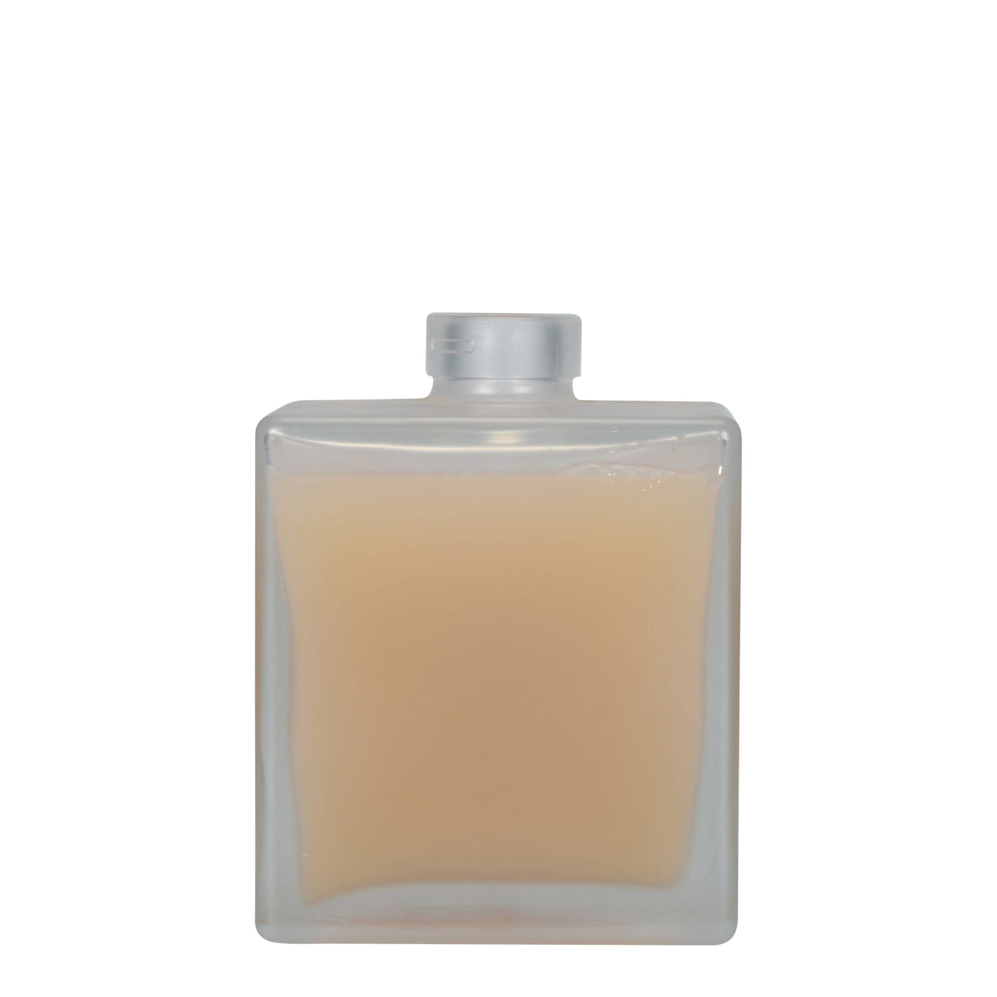 500 ml glasflaska 'Cube', kvadratisk, frostad, mynning: kork