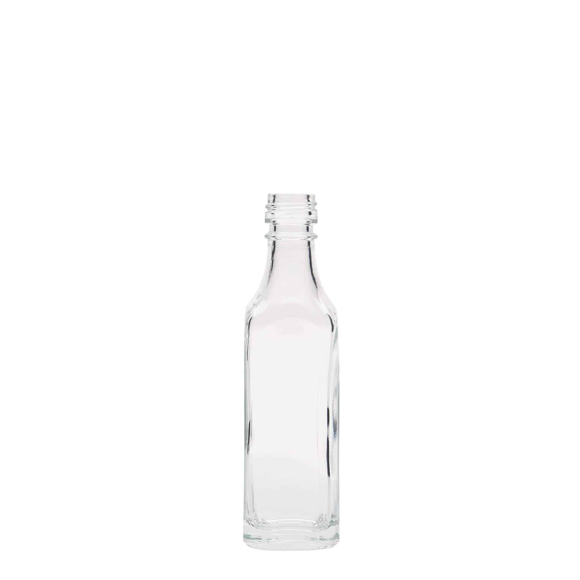 50 ml glasflaska 'Siena', kvadratisk, mynning: PP 18