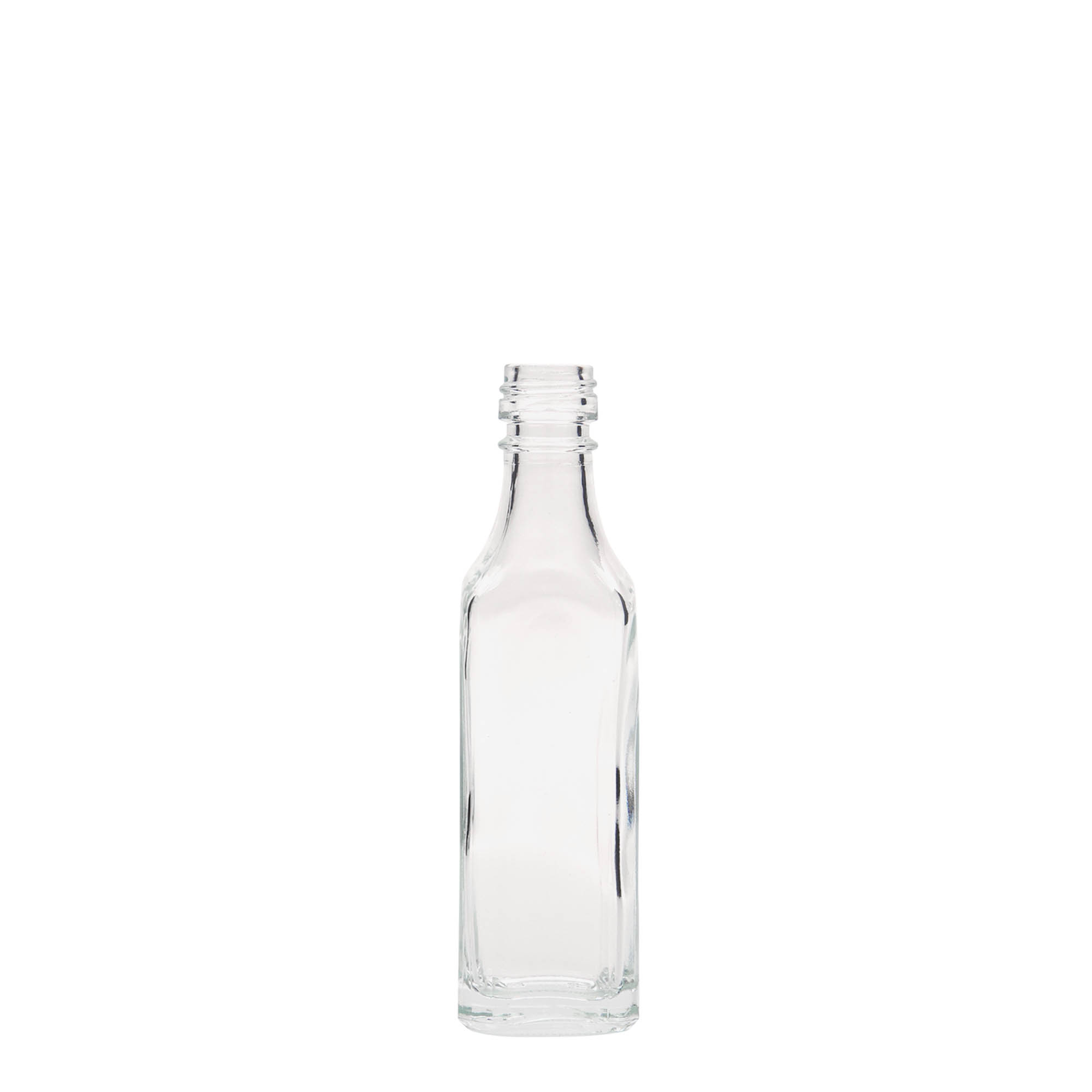 50 ml glasflaska 'Siena', kvadratisk, öppning: PP 18 50 ml glasflaska 'Siena', kvadratisk, öppning: PP 18