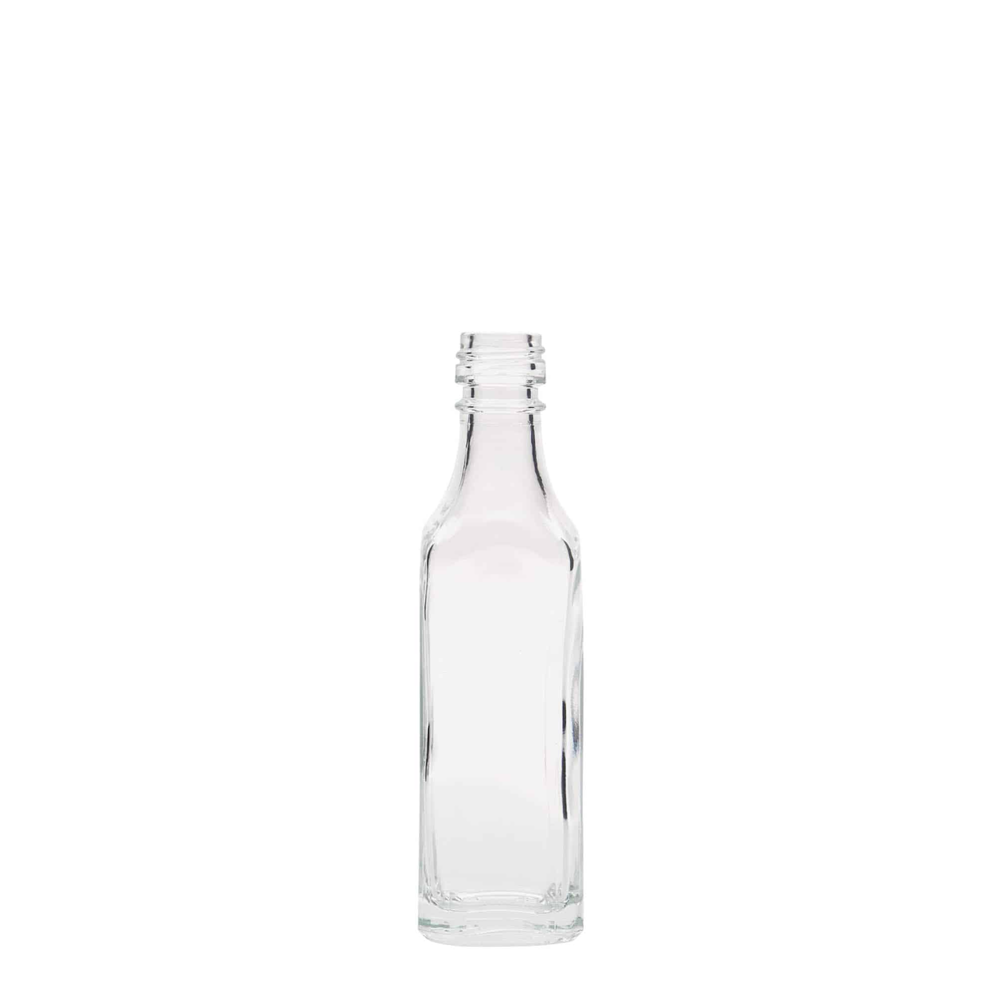 50 ml glasflaska 'Siena', kvadratisk, öppning: PP 18