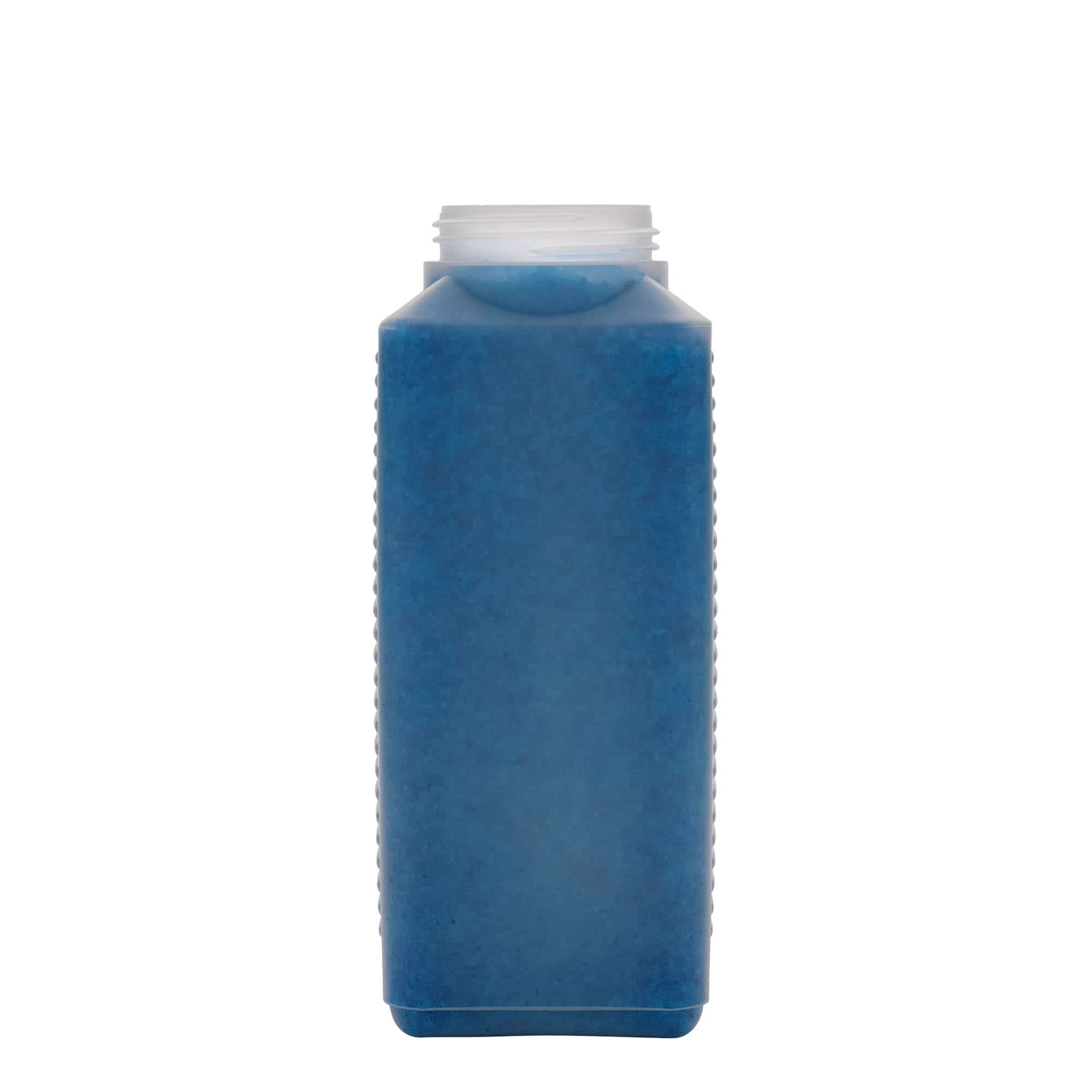1 000 ml flaska med bred hals, rektangulär, HDPE-plast, natur, mynning: DIN 60 EPE