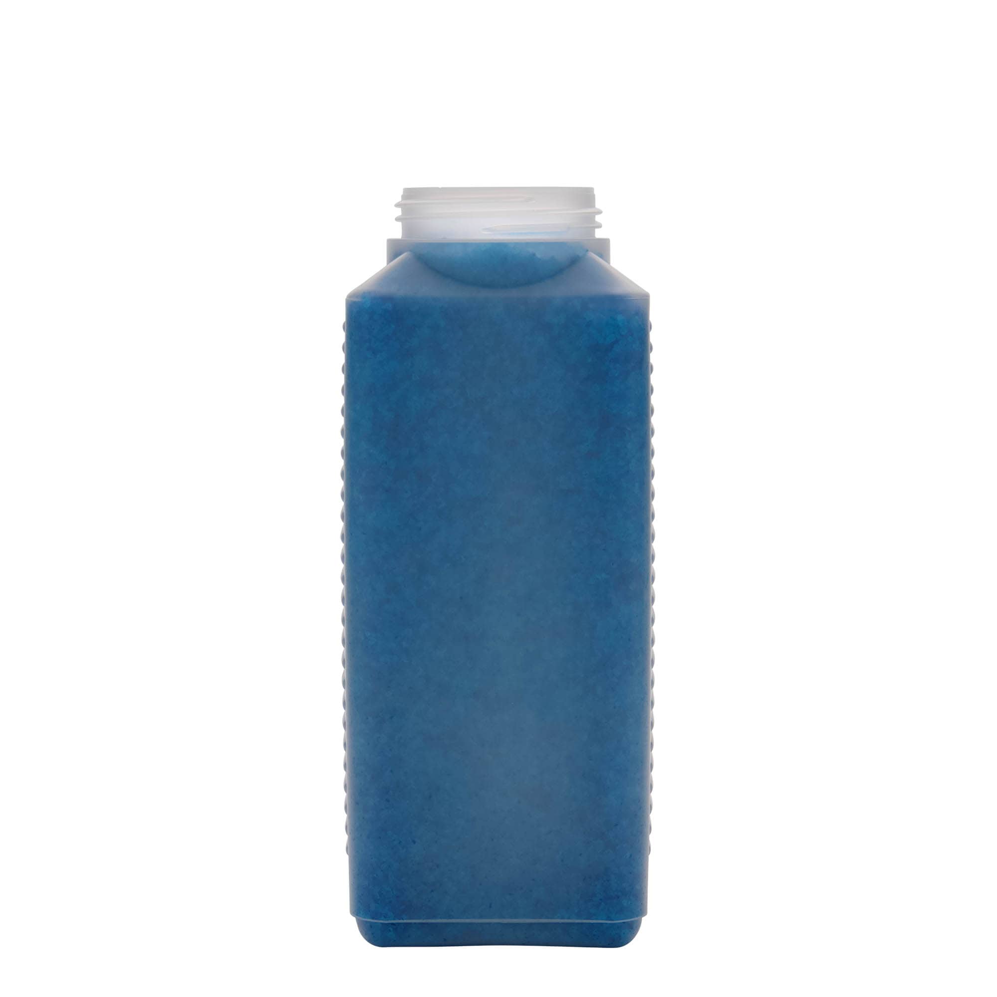1.000 ml bredhalsflaska, rektangulär, HDPE-plast, natur, öppning: DIN 60 EPE