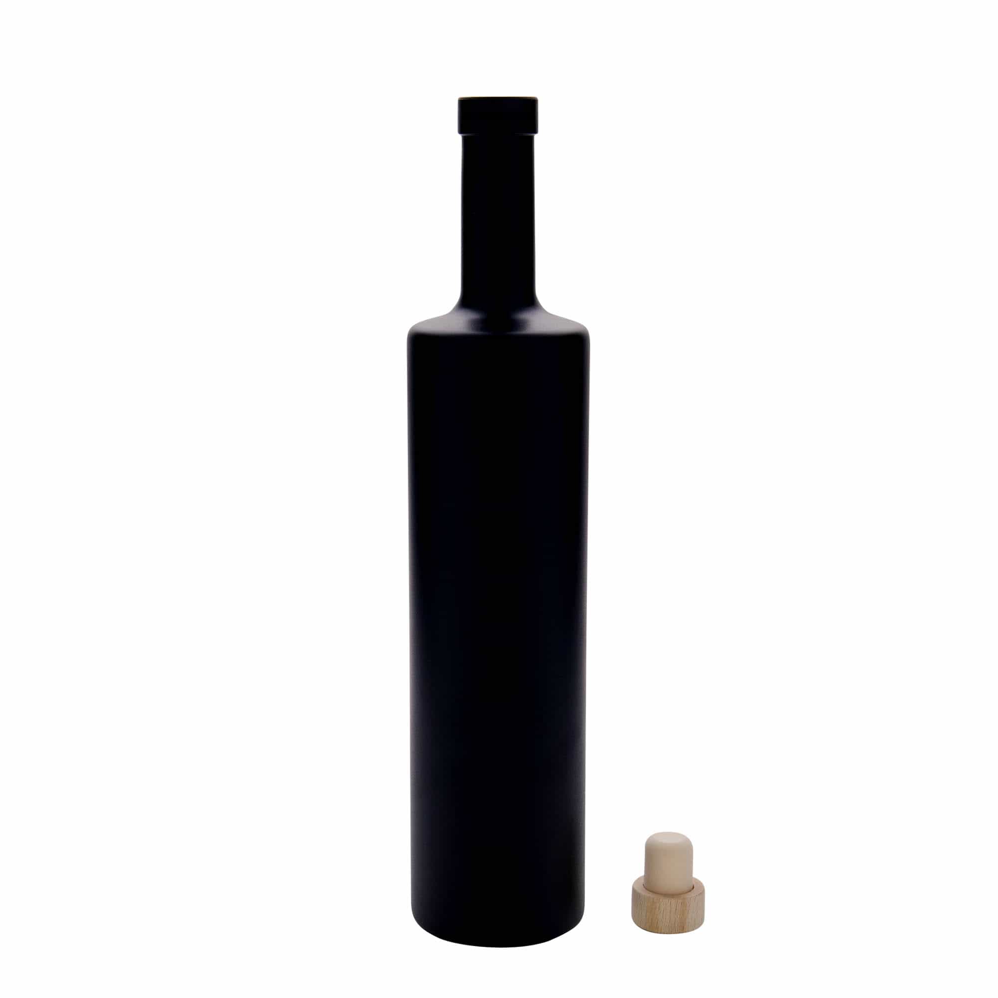 700 ml glasflaska 'Centurio', svart, mynning: kork