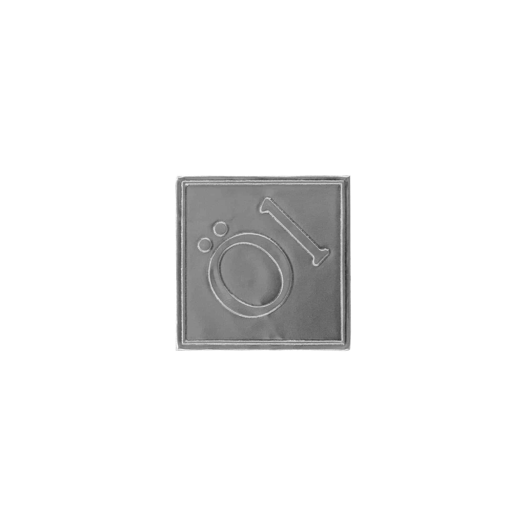 Tennetikett 'Olja', kvadratisk, metall, silver Tennetikett 'Olja', kvadratisk, metall, silver