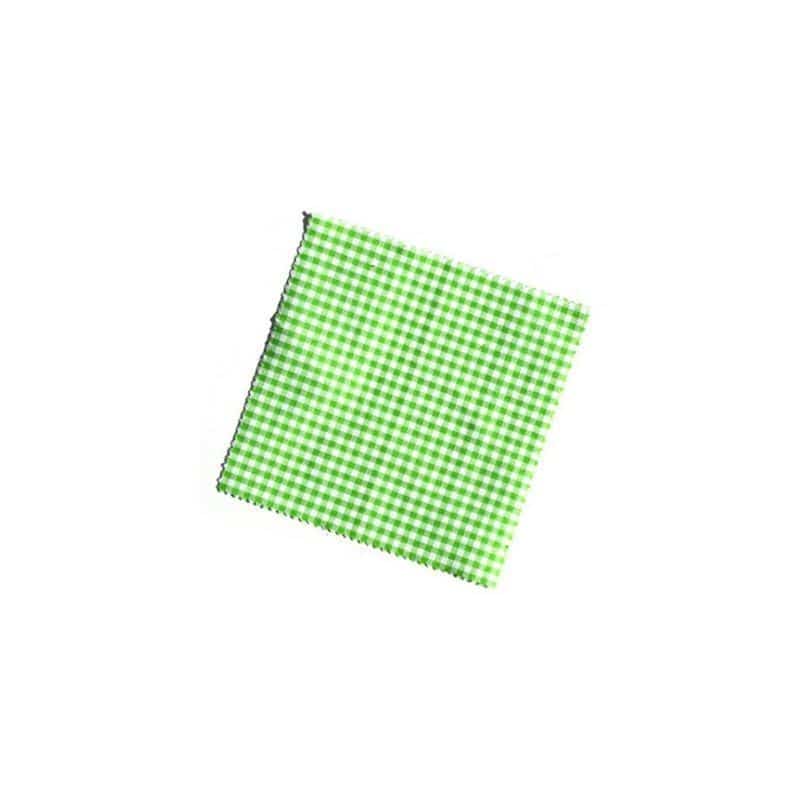 Rutig tygrundel för syltburk 15x15, kvadratisk, textil, lindblomsgrön, mynning: TO58-TO82
