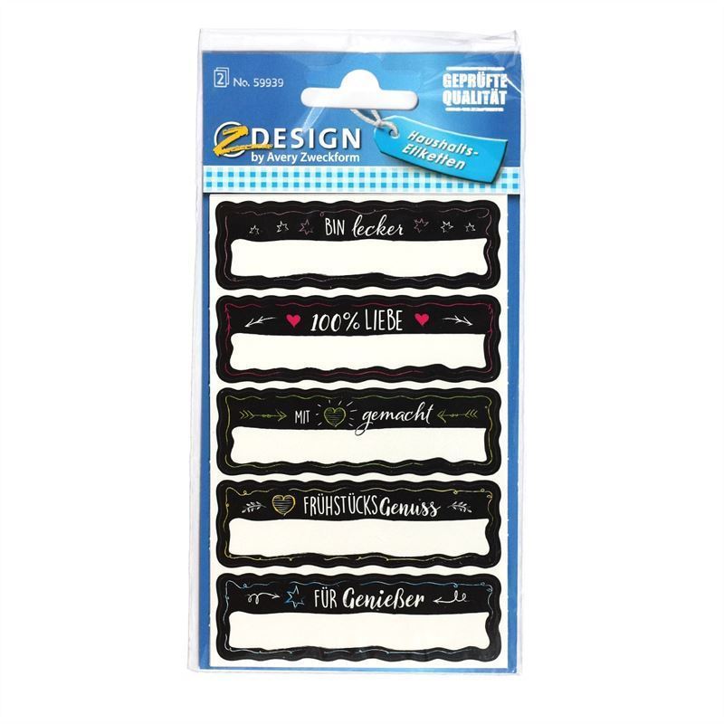 Zweckform Etiketter 'Hemmagjort', rektangulära, papper, svart