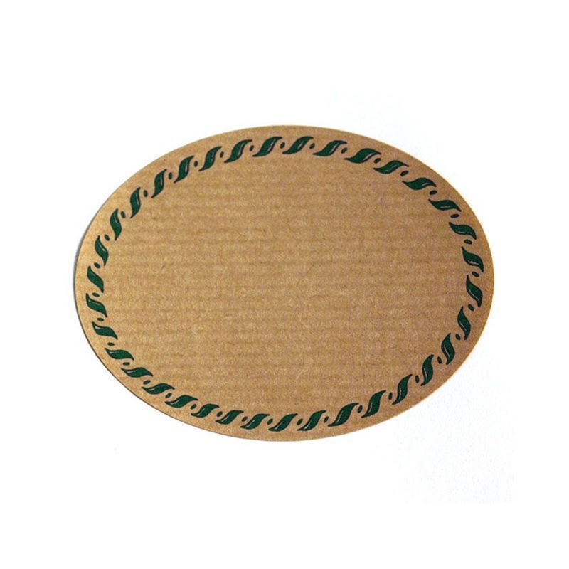 Naturetikett 'Dekorkant', oval, papper, grön-brun