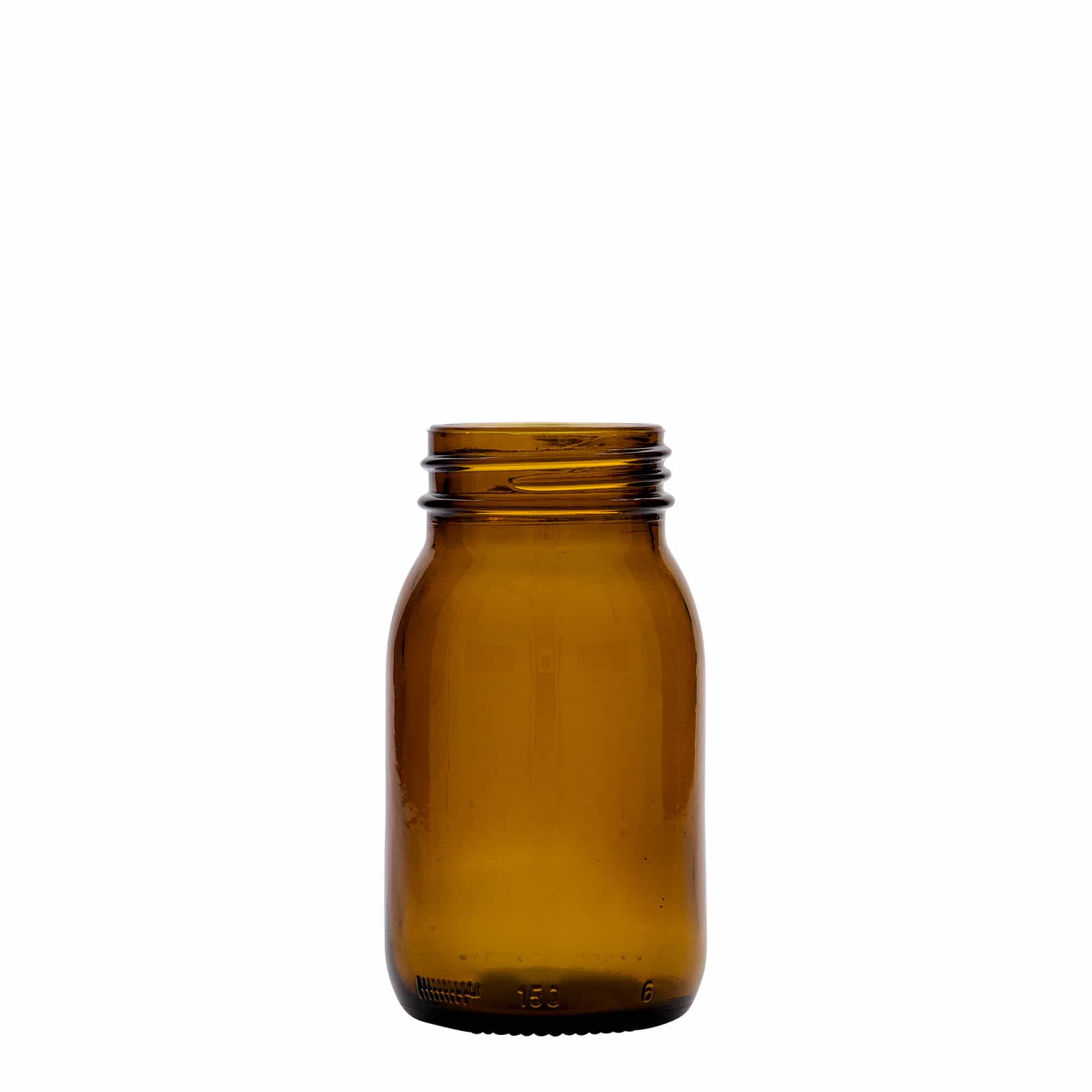 150 ml vid halsen glas, brun, öppning: DIN 45