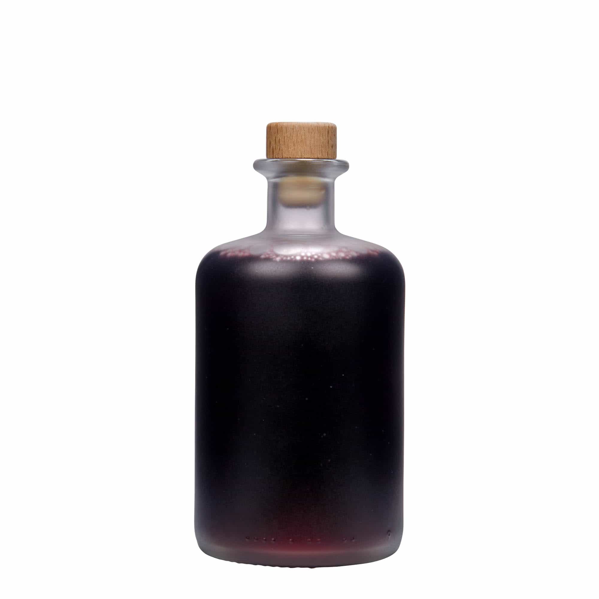 500 ml apoteksglasflaska, frostad, mynning: kork