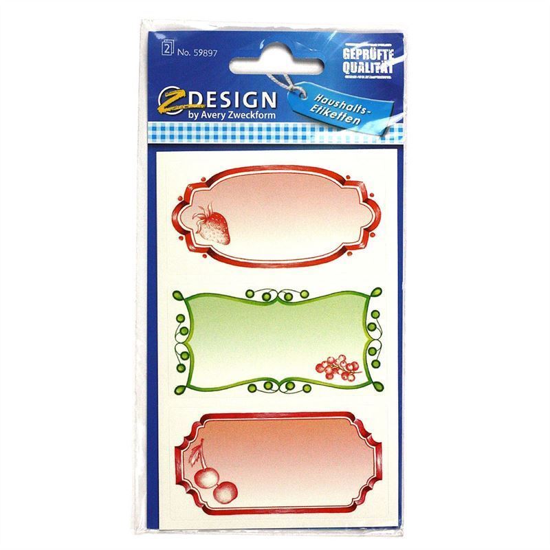 Zweckform Etiketter 'Frukter', rektangulära, papper, flerfärgade