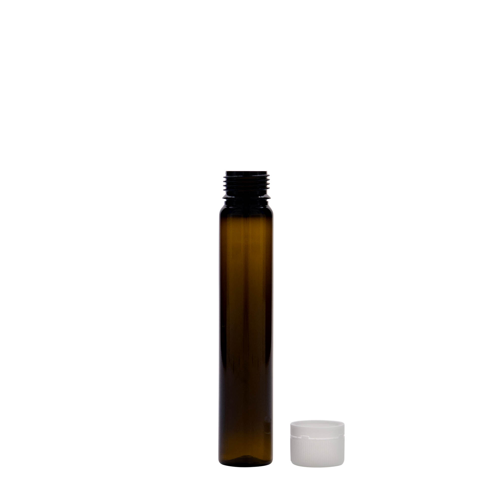25 ml PET-rör, plast, bruna, öppning: skruvlock