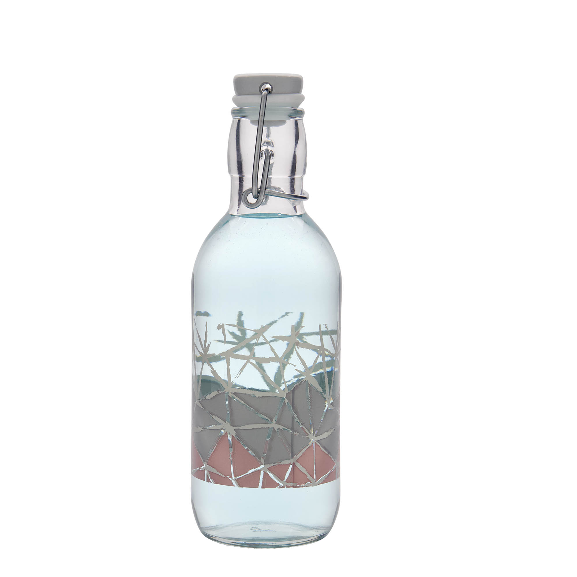 500 ml glasflaska Emilia tryckt 'Manolibera rosa', öppning: patentkork