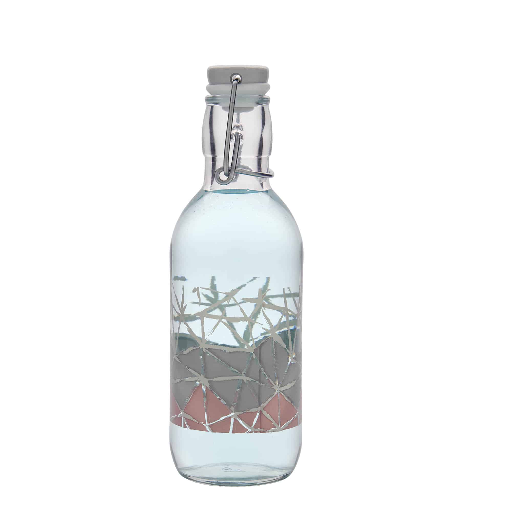 500 ml glasflaska Emilia tryckt 'Manolibera rosa', öppning: patentkork