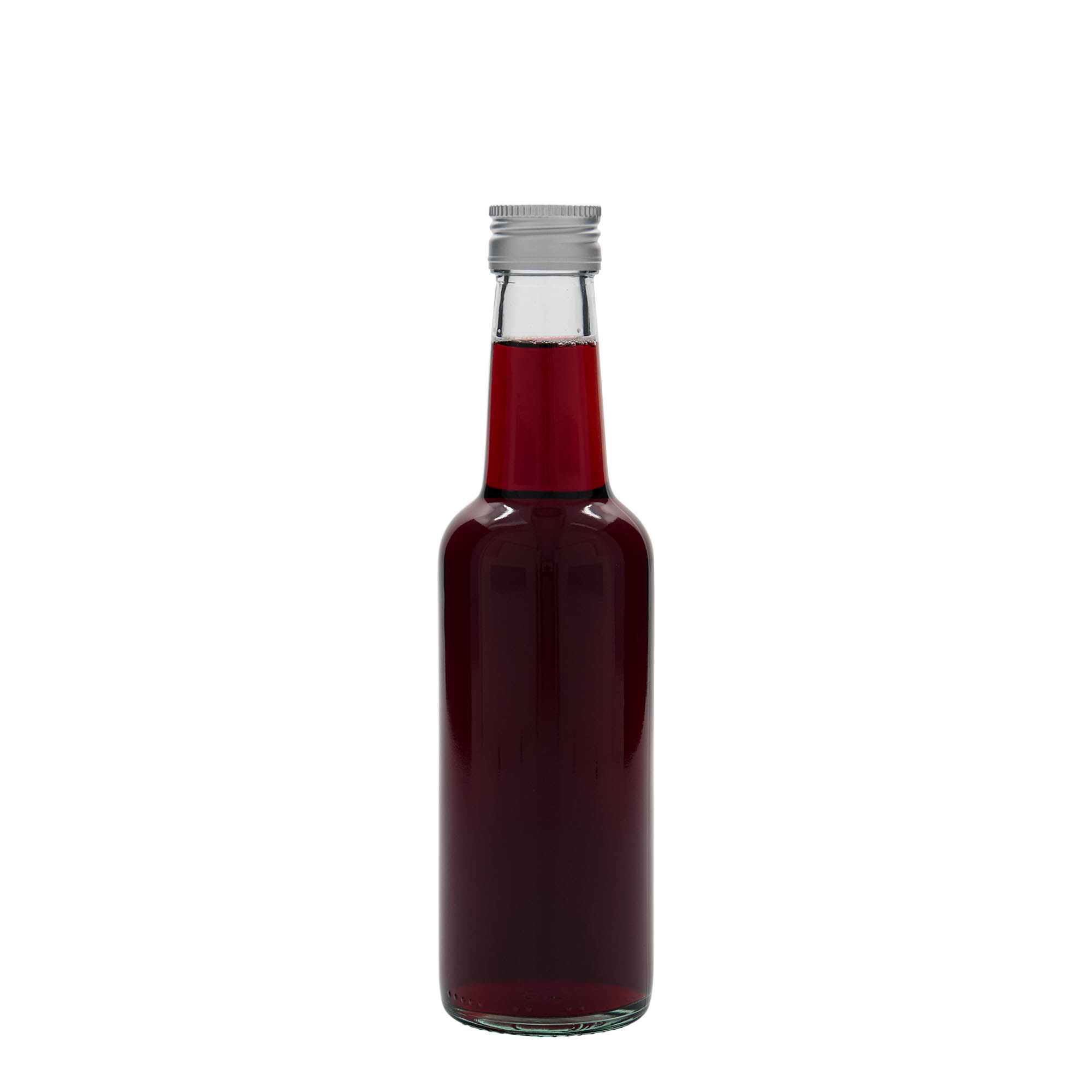 250 ml glasflaska med rak hals, öppning: PP 28