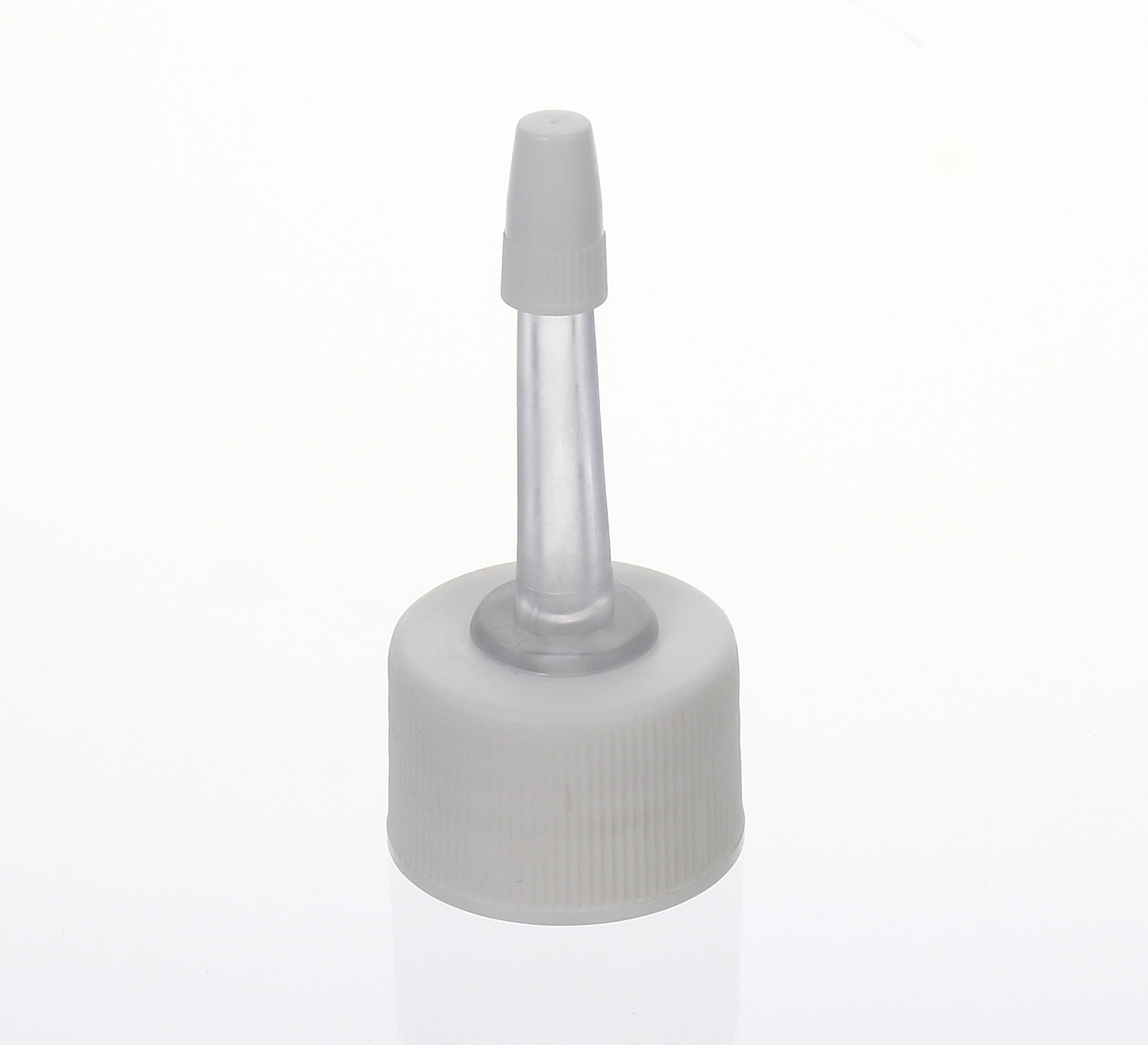 Skruvkapsel med applikator, PP-plast, vit, för mynning: GPI 24/410