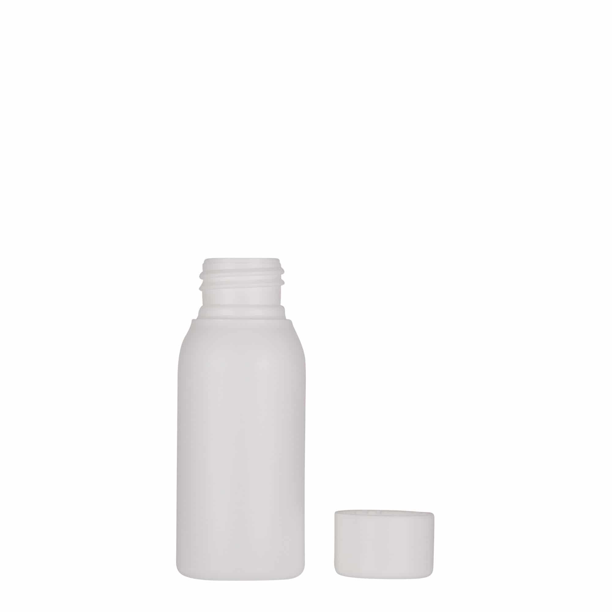 50 ml plastflaska 'Tuffy', HDPE, vit, mynning: GPI 24/410