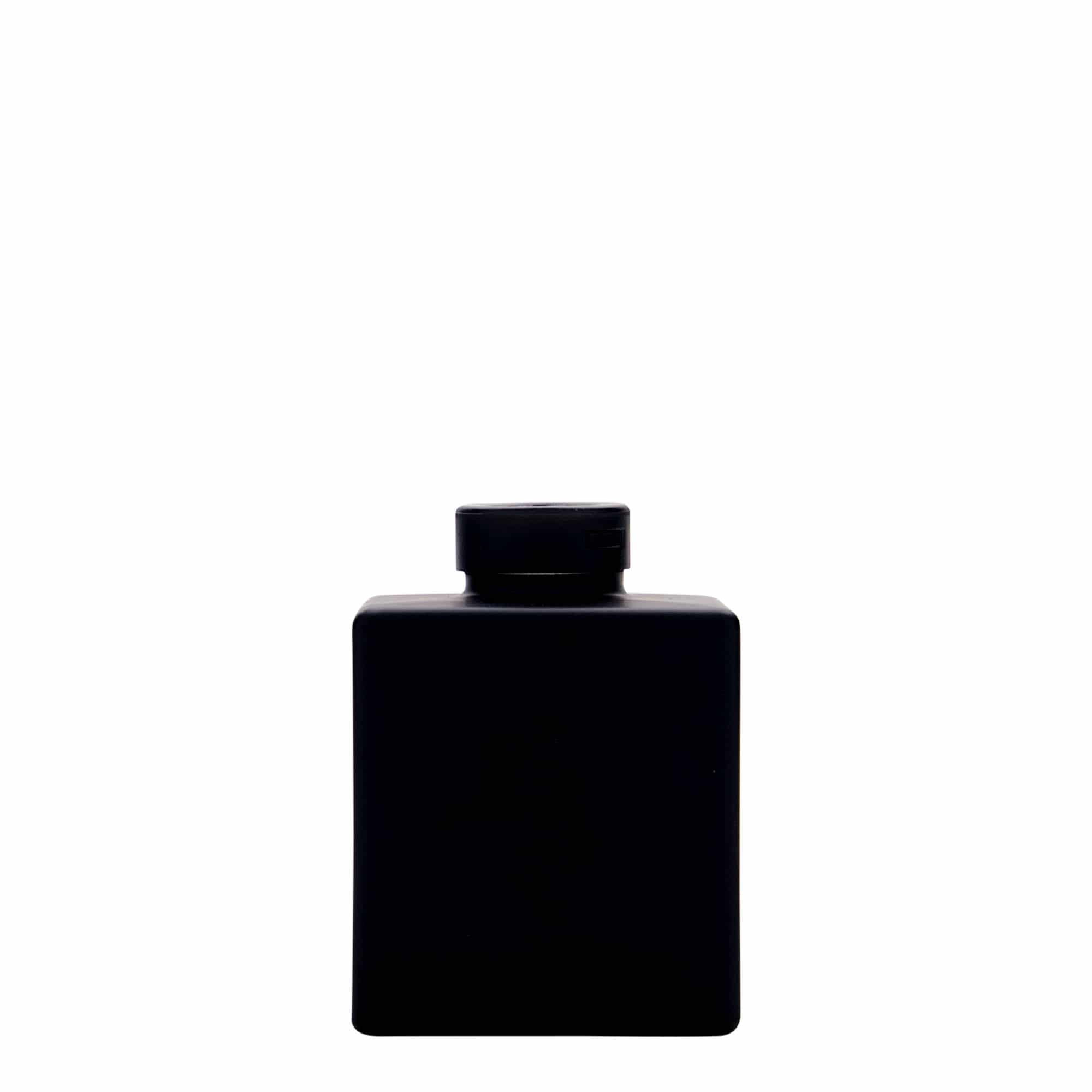 100 ml glasflaska 'Cube', kvadratisk, svart, öppning: kork