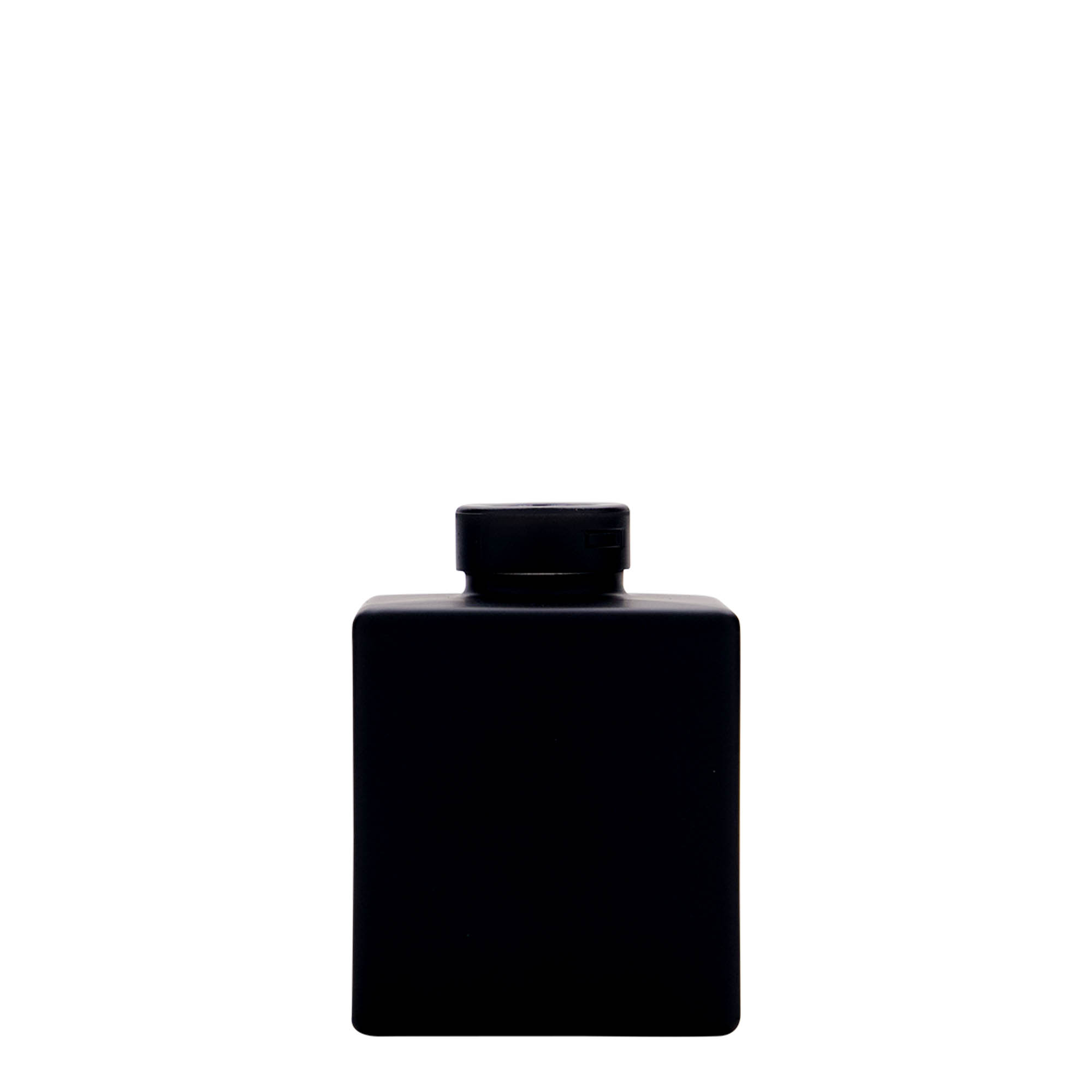 100 ml glasflaska 'Cube', kvadratisk, svart, öppning: kork