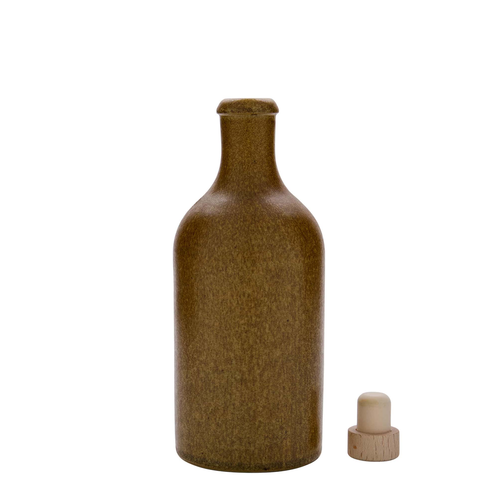 500 ml tonkrus, stengods, brun-kristall, mynning: kork