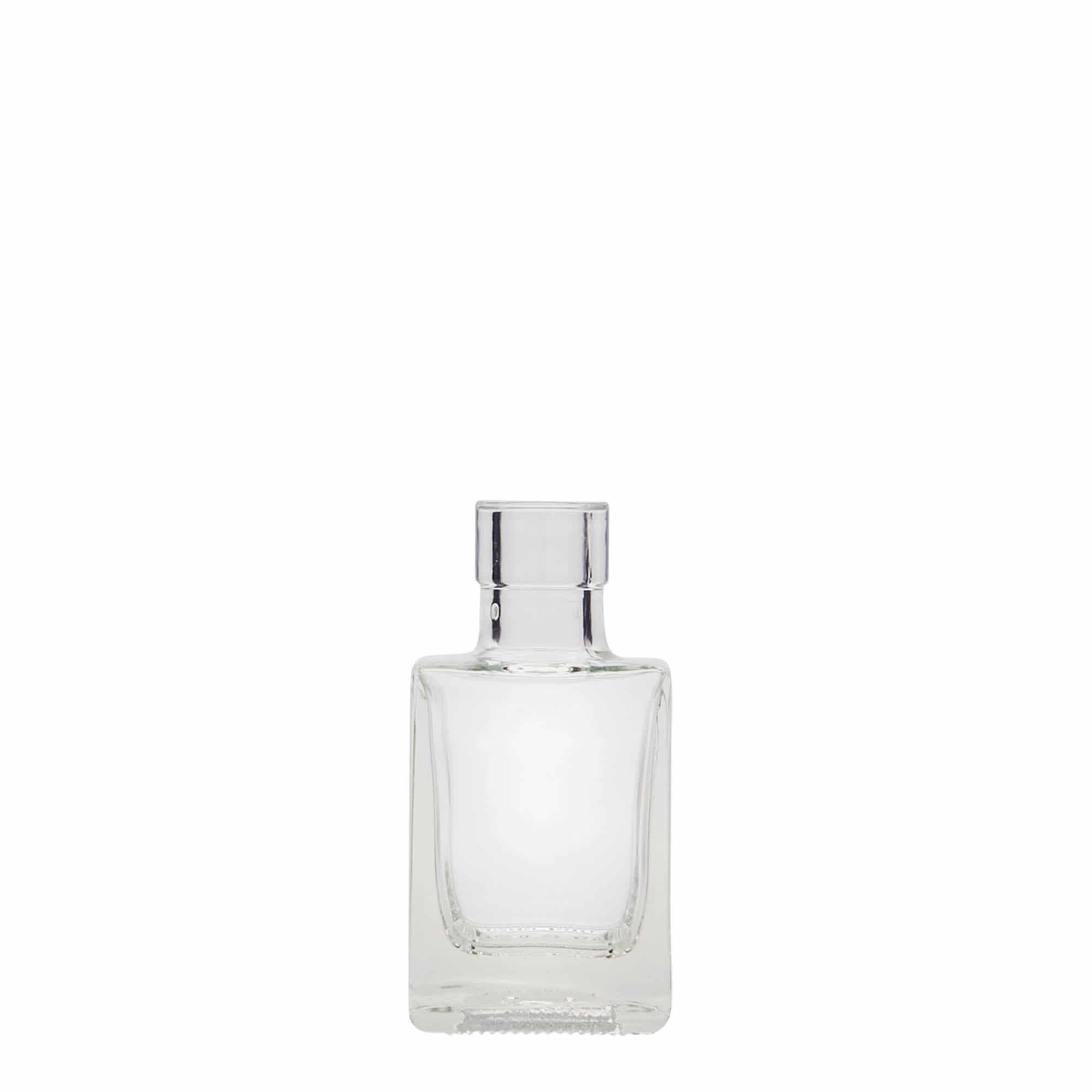 50 ml glasflaska 'Cube', fyrkantig, öppning: kork
