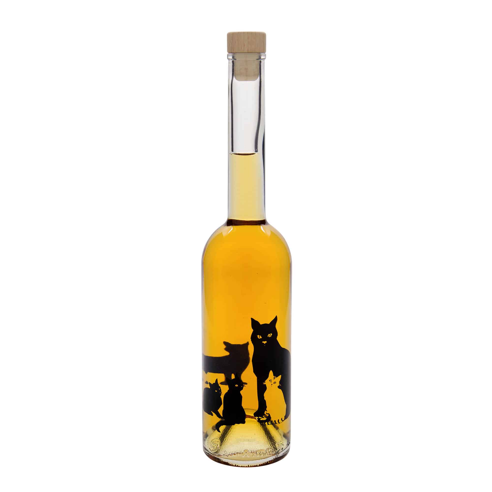 500 ml glasflaska 'Opera', motiv: katter, mynning: kork
