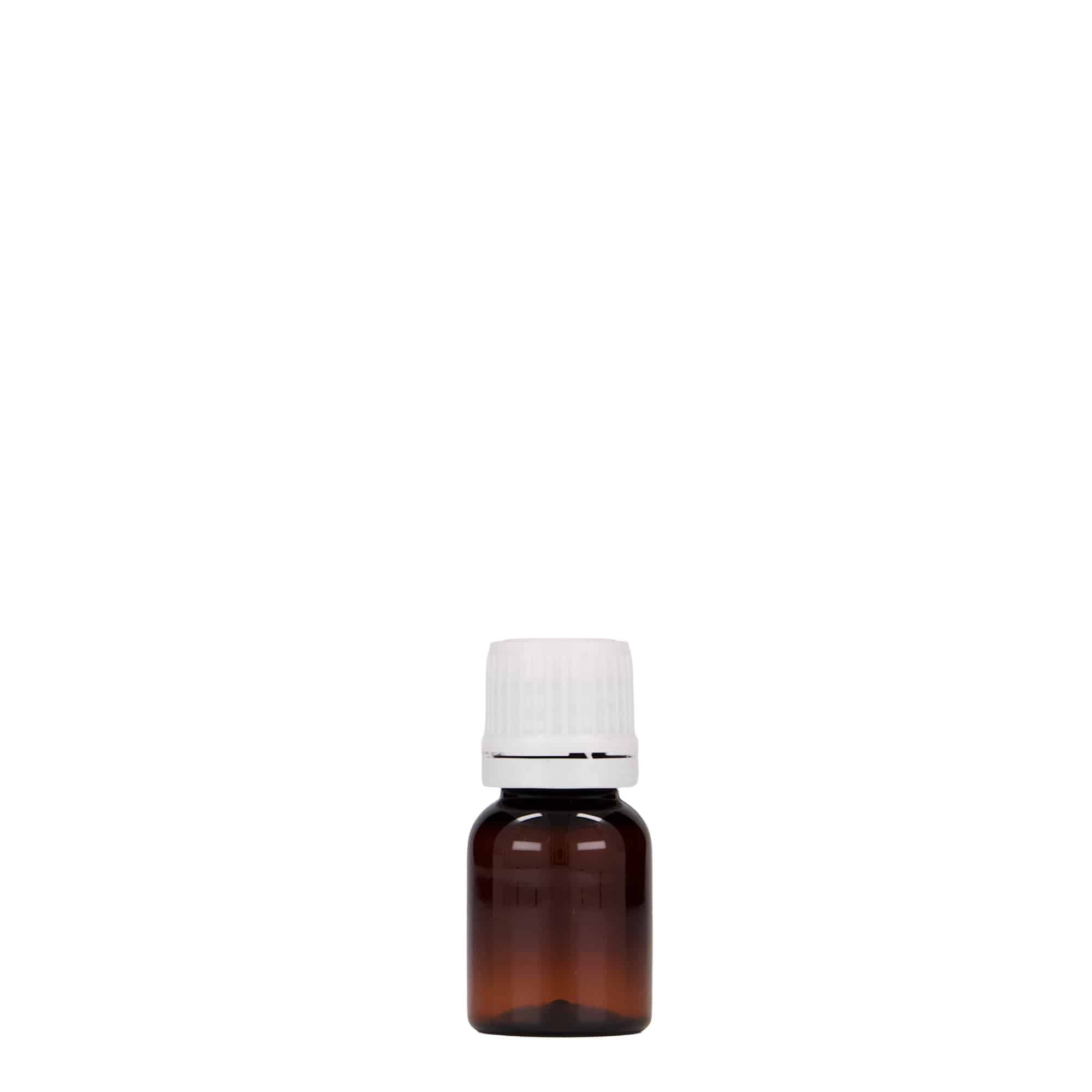 10 ml PET-medicinflaska 'Easy Living', brun, plast, öppning: DIN 18