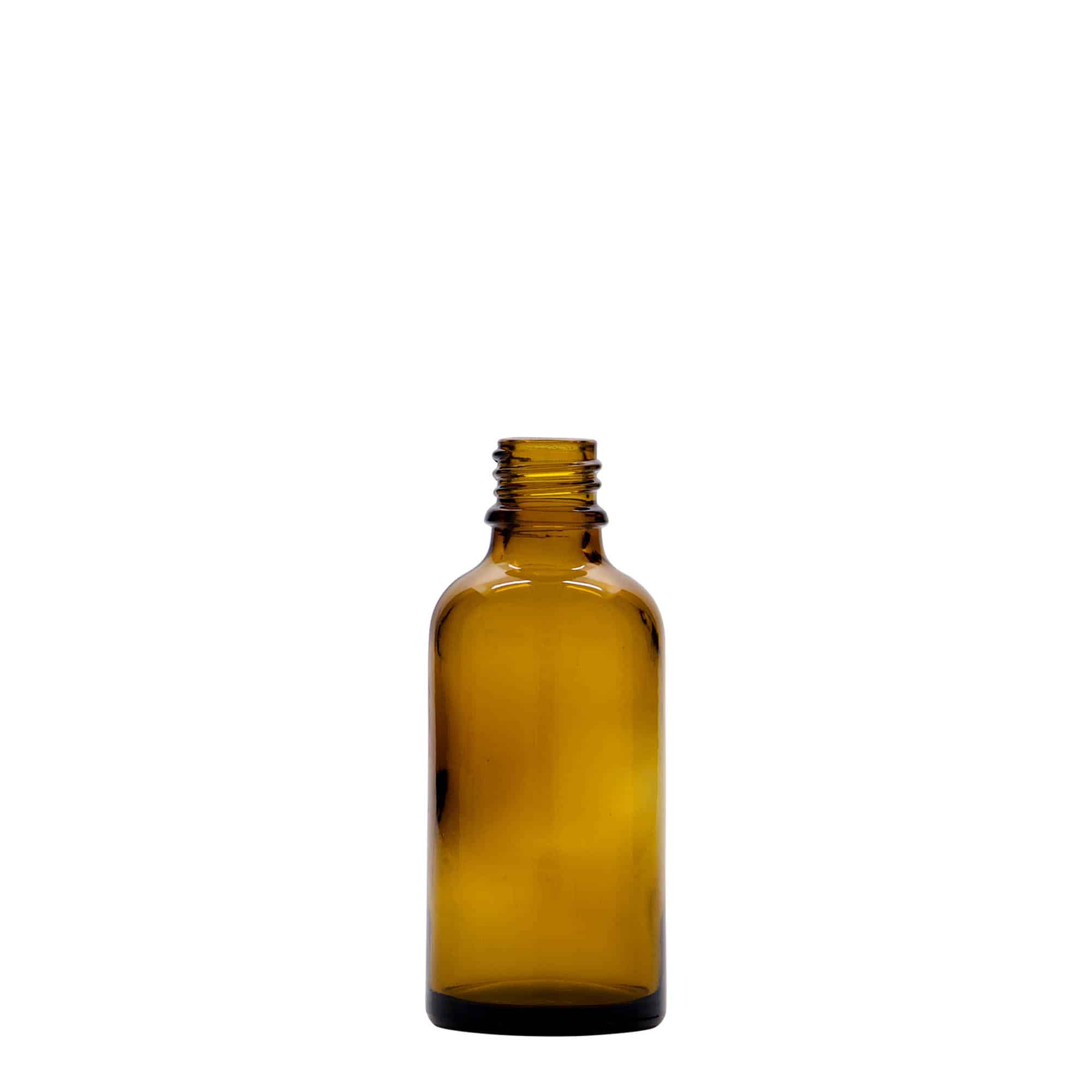 50 ml medicinflaska med lotionpump, glas, brun, mynning: DIN 18