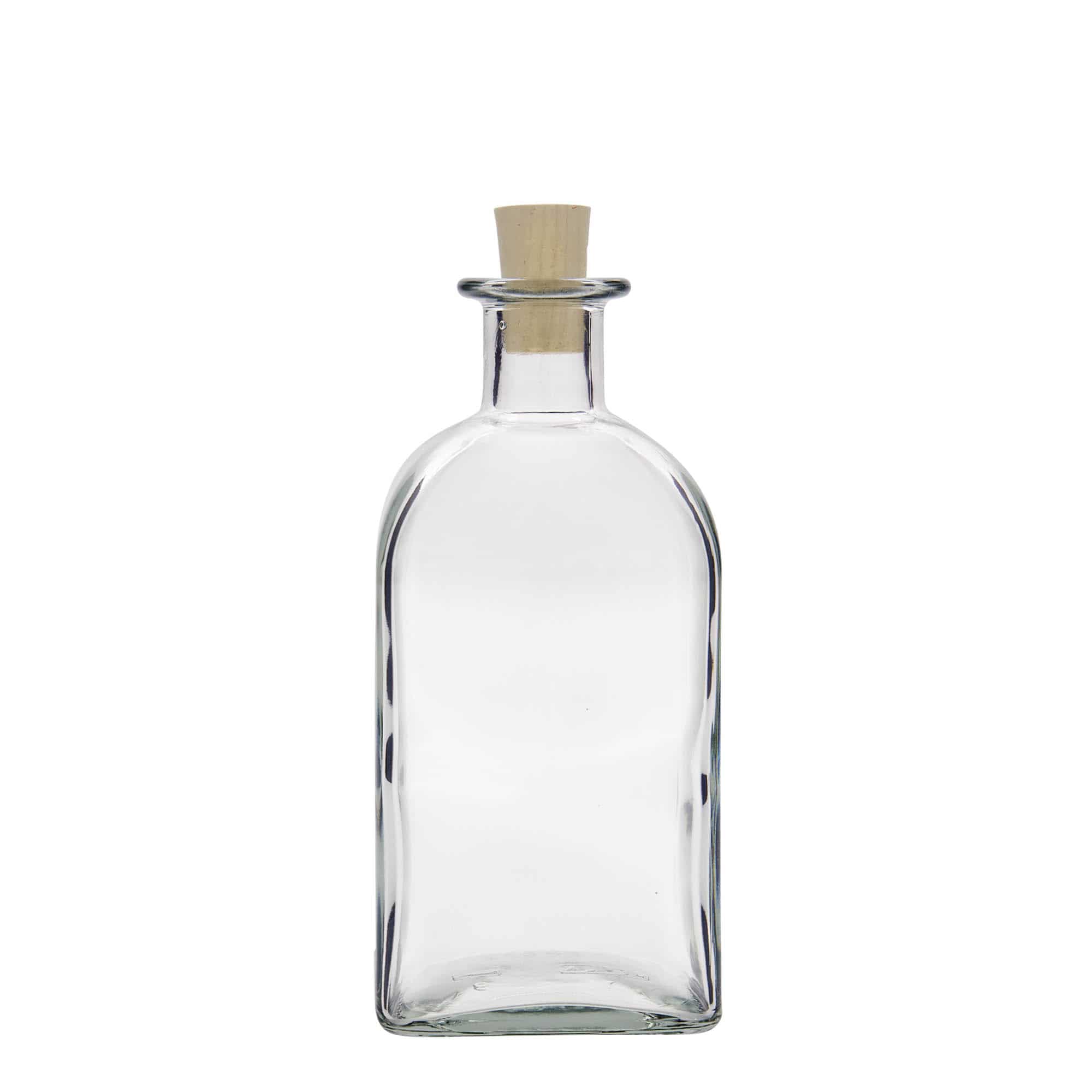500 ml apoteksglasflaska Carré, kvadratisk, mynning: kork