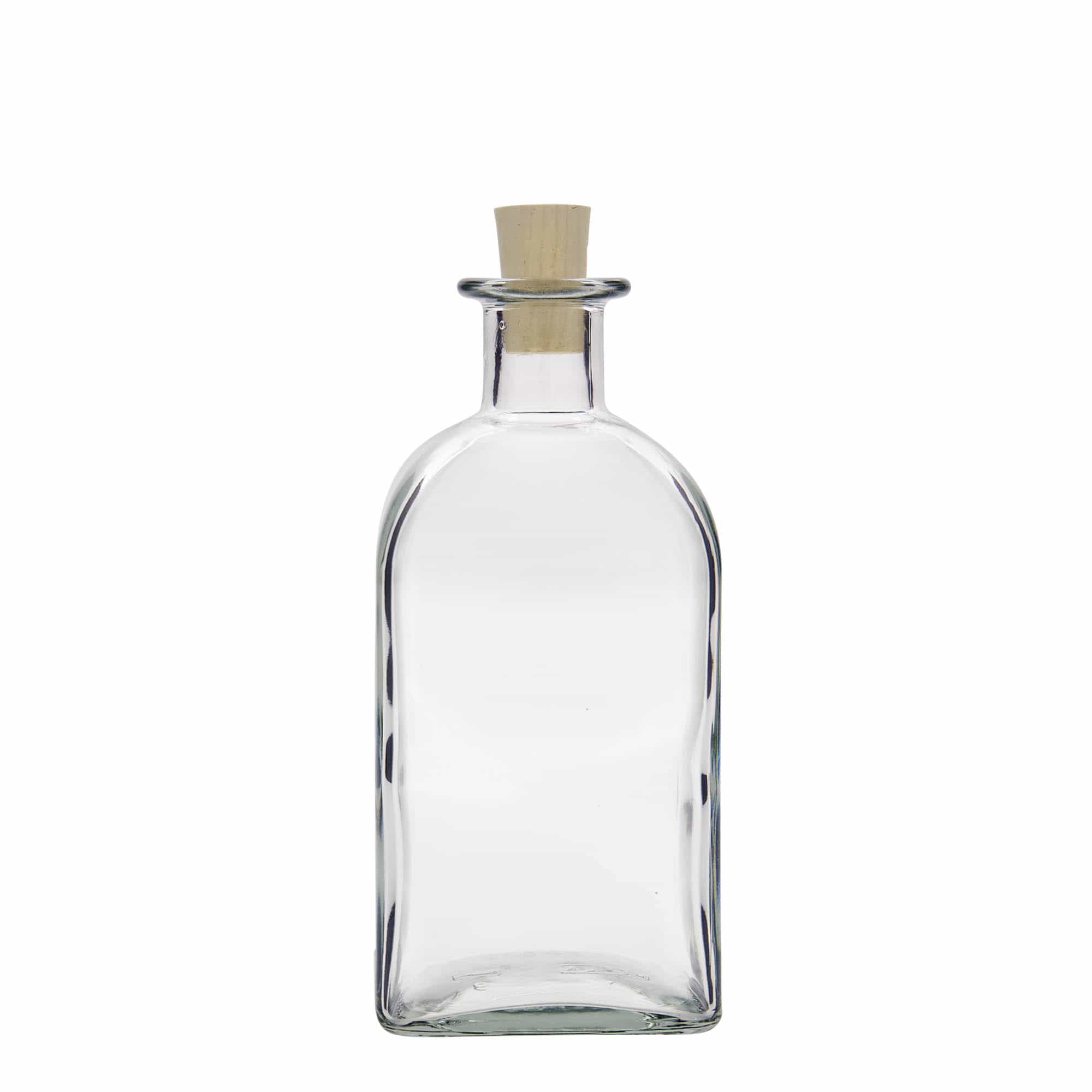 500 ml glasflaska Apotheker Carré, kvadratisk, öppning: kork